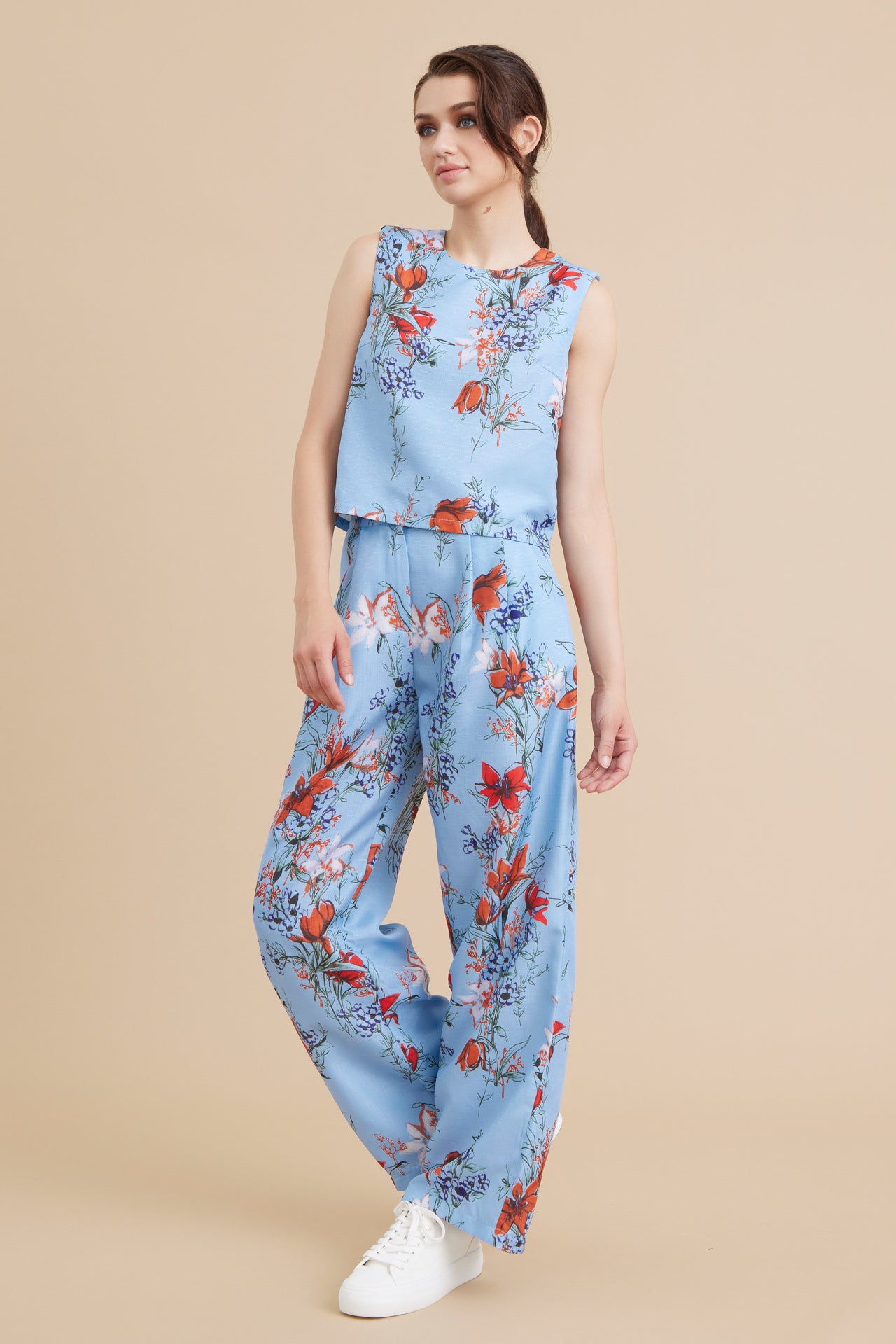 Woven Print Top and Pants Set