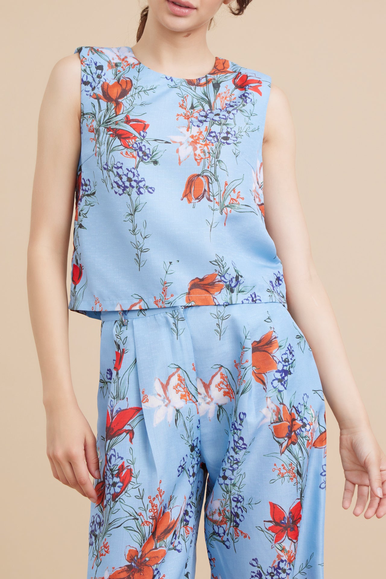 Woven Print Top and Pants Set