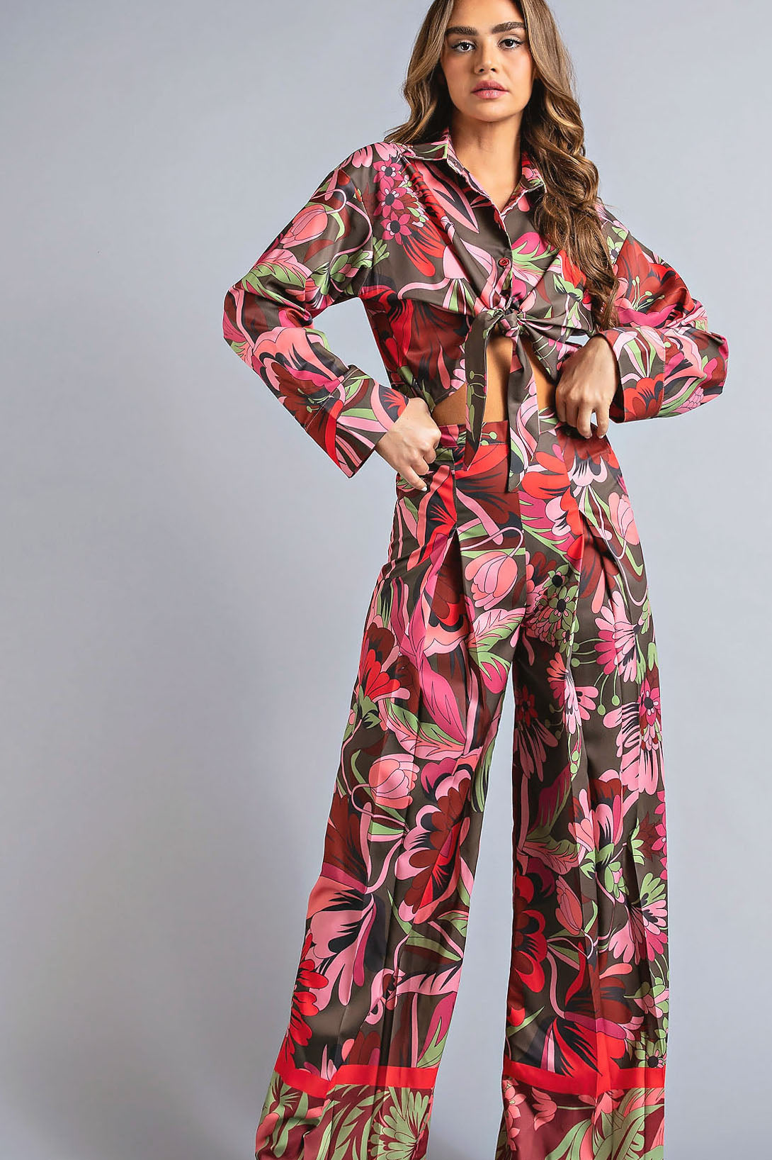 Floral Print Shirt and Pants Set
