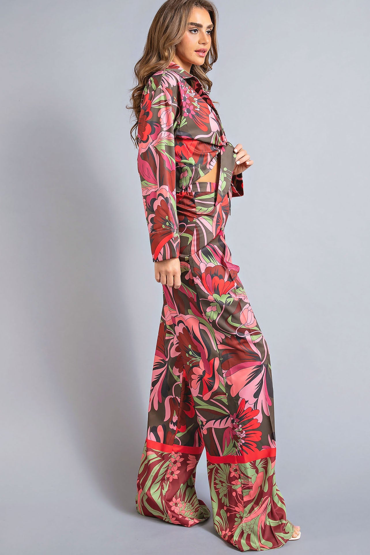 Floral Print Shirt and Pants Set
