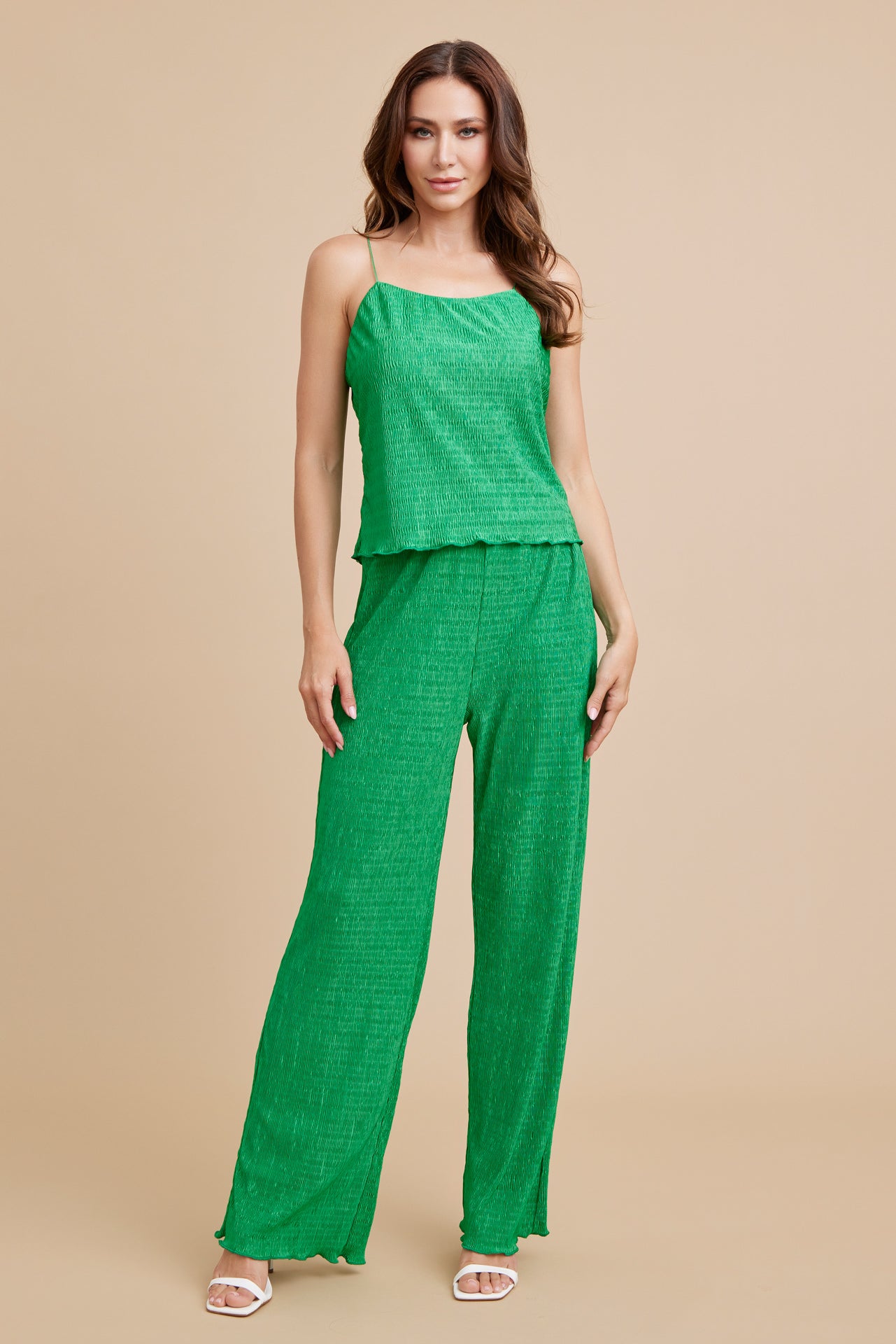 Textured Knit Cami Crop Top and Pants Set