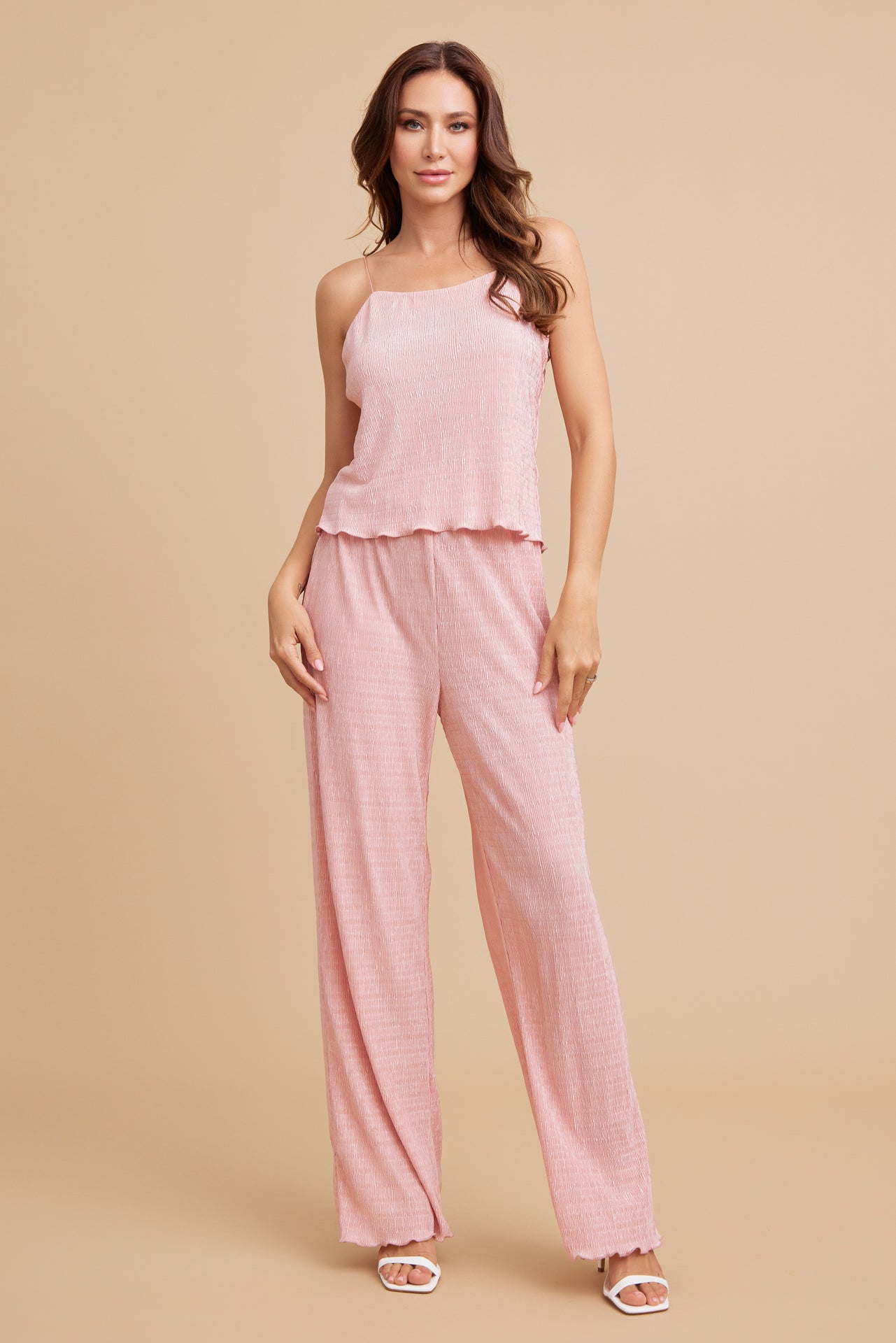 Textured Knit Cami Crop Top and Pants Set