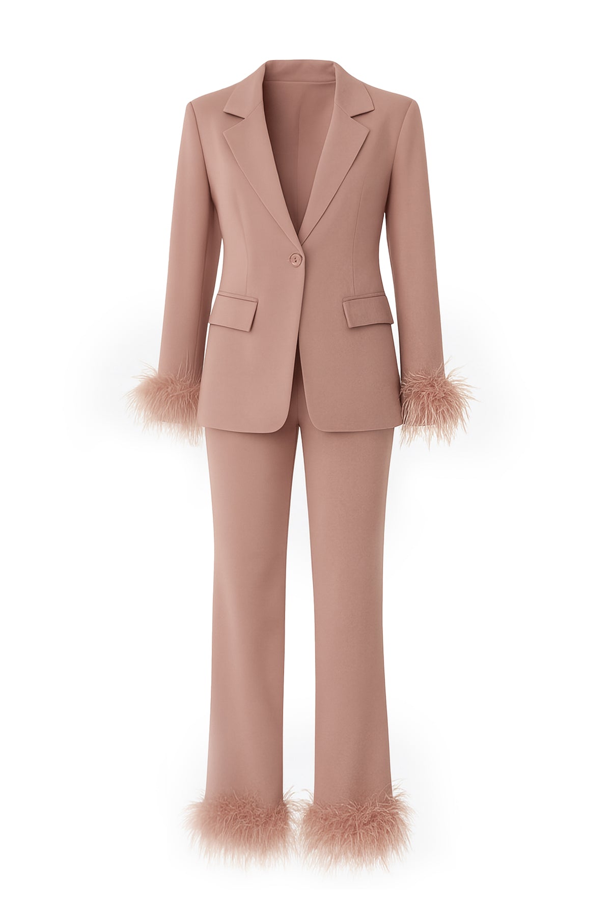 Feather Blazer Suit Set