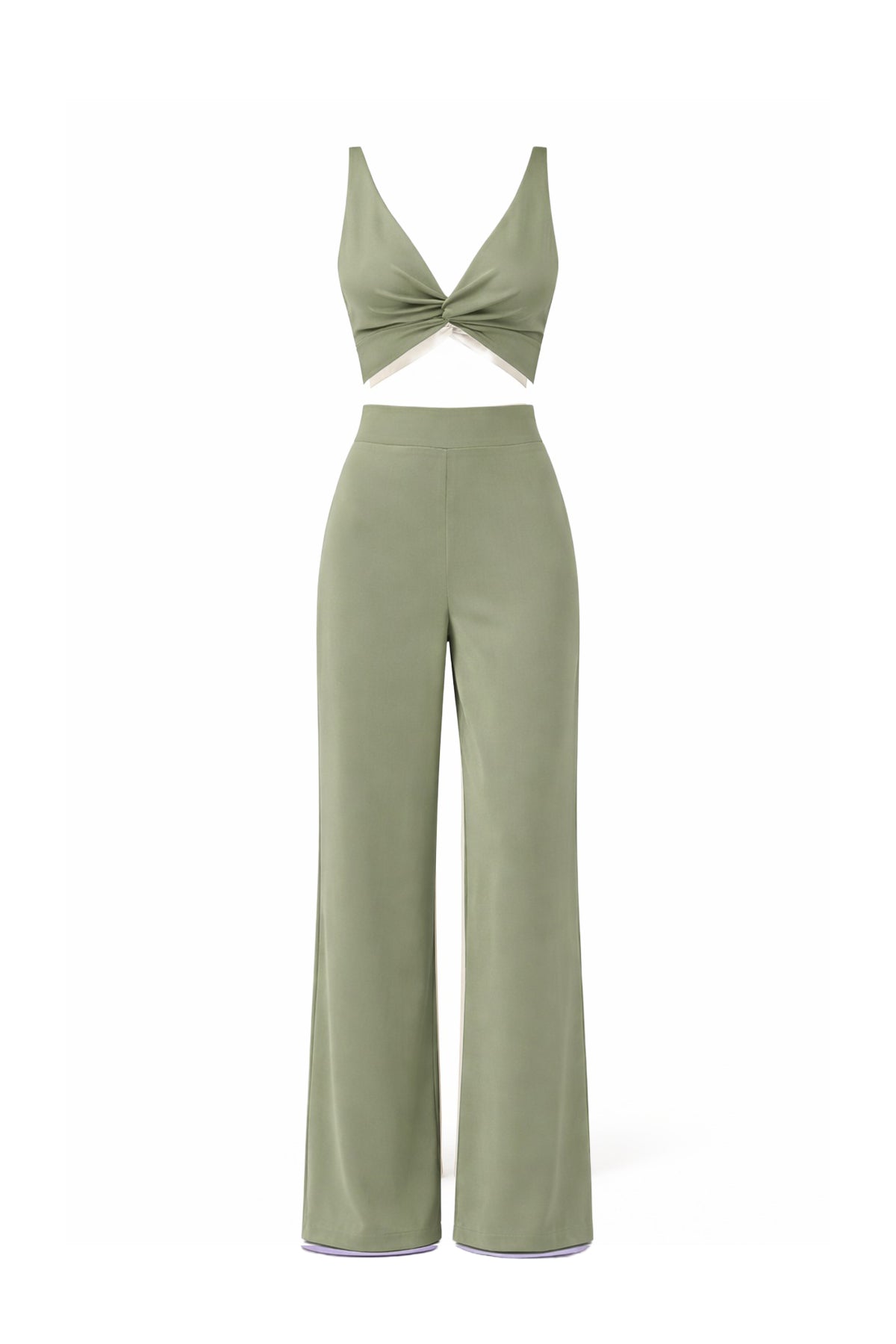 Twisted Front Crop Top & Wide Leg Pants