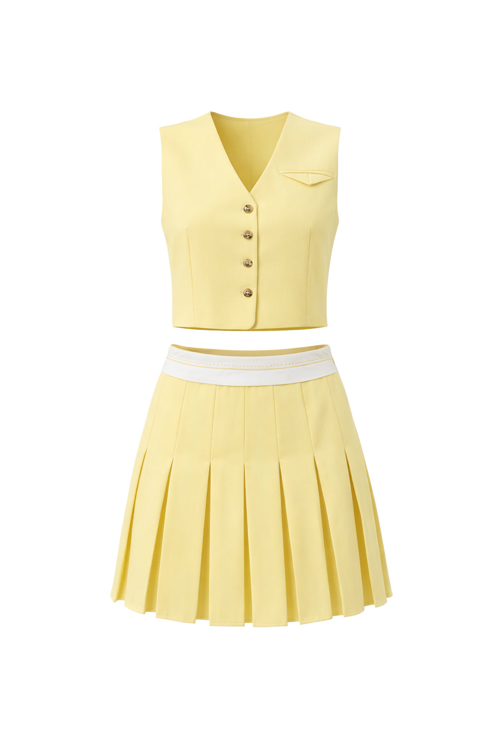 Vest and Pleated Skirt Set