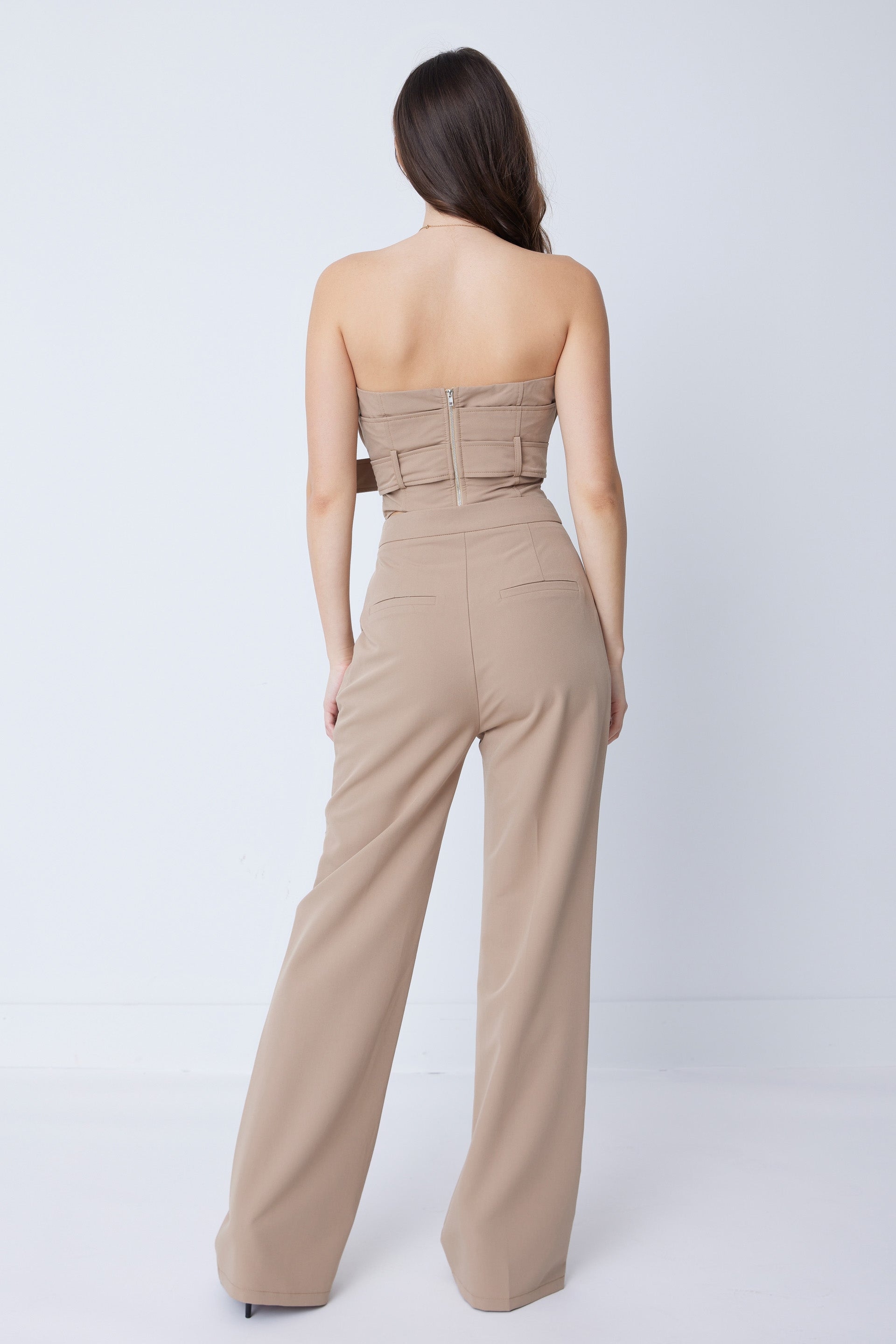 Woven Bustier Tube Top and Pants Set