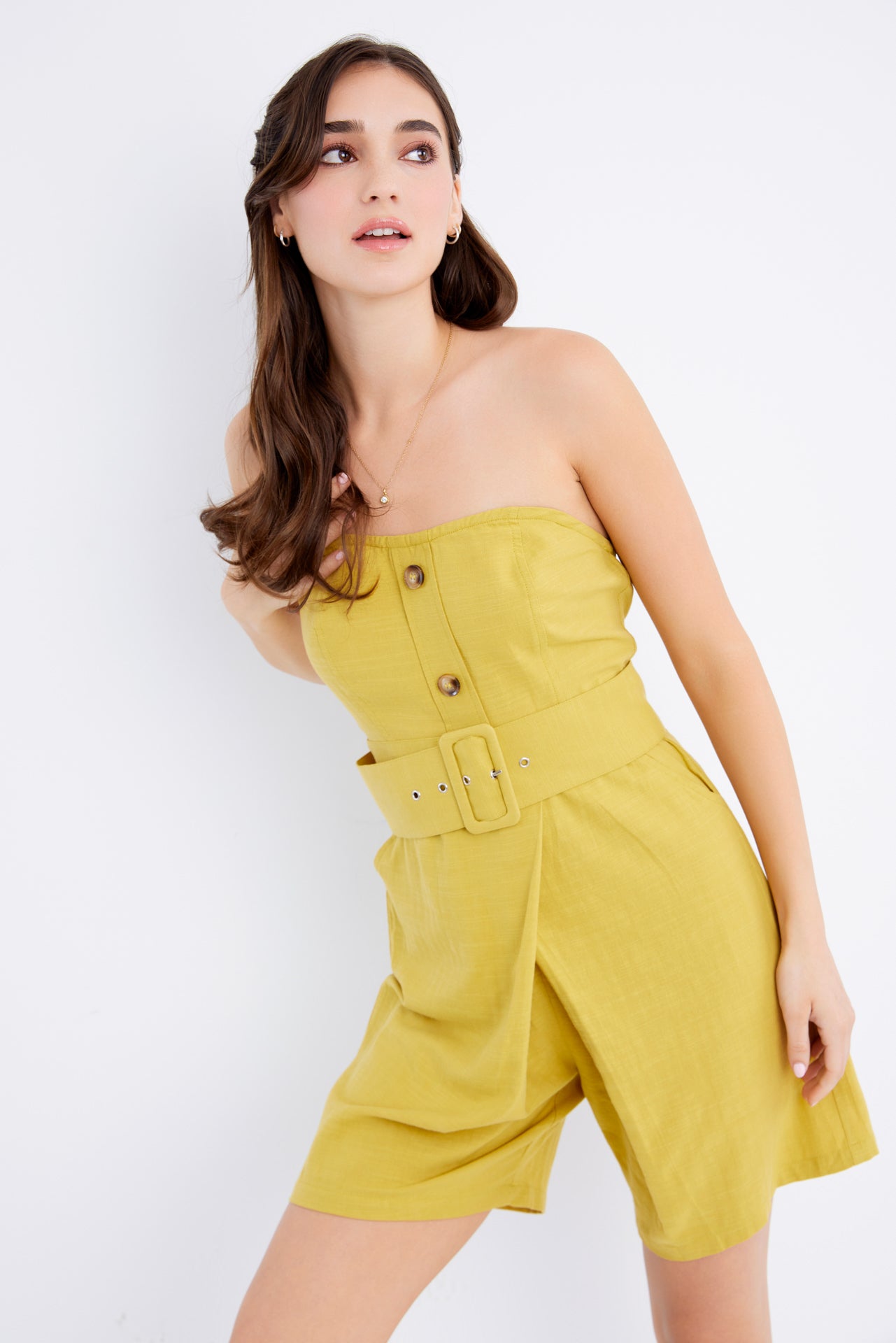 Tube Bottoms Romper With Belt