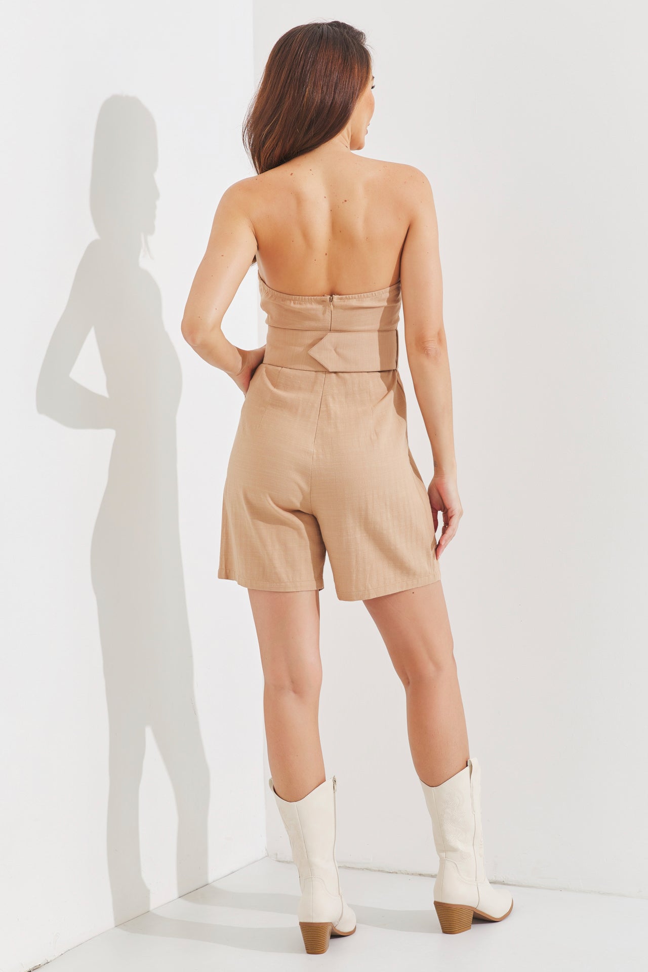 Tube Bottoms Romper With Belt