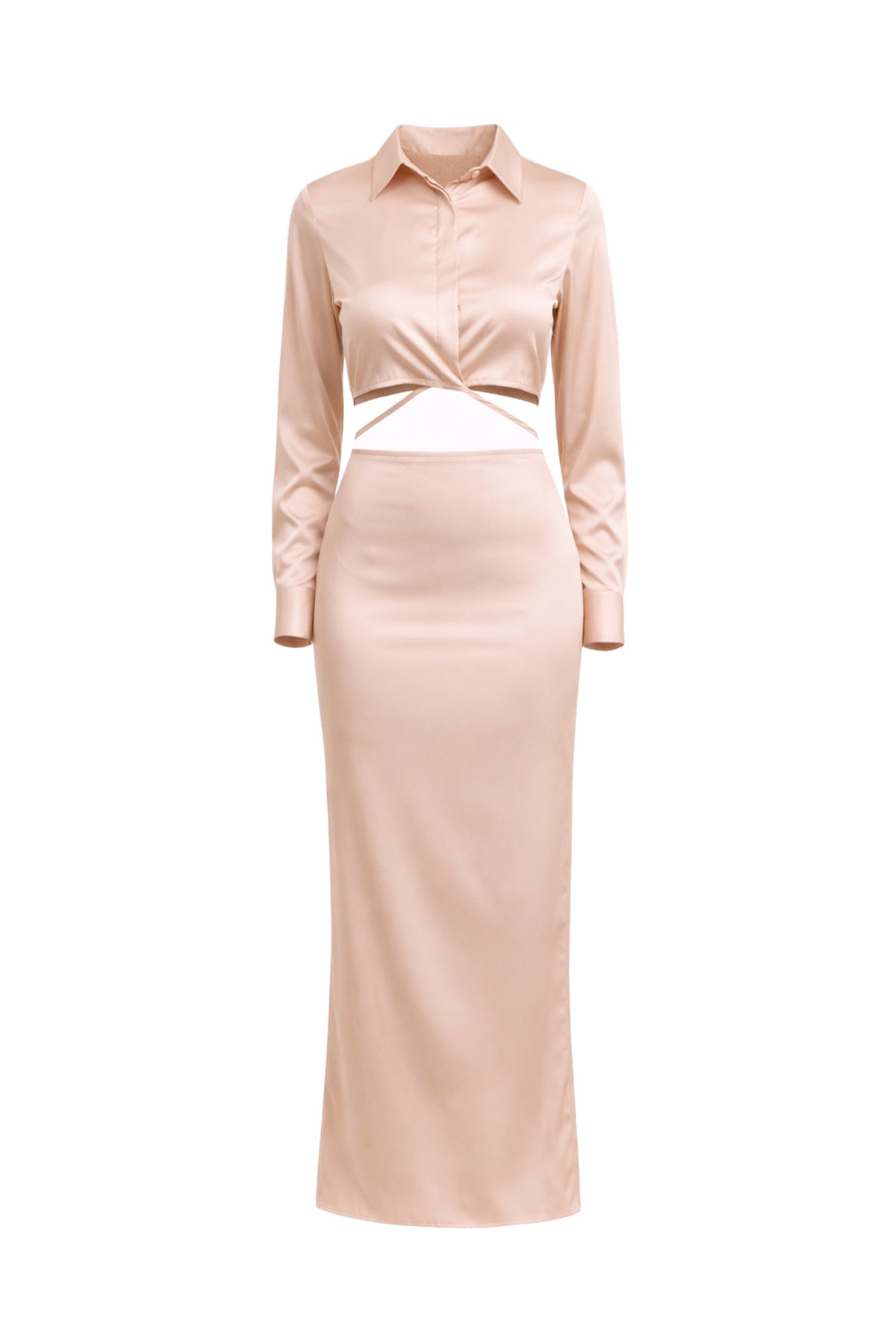Button Down Crop Top and Midi Skirt Set