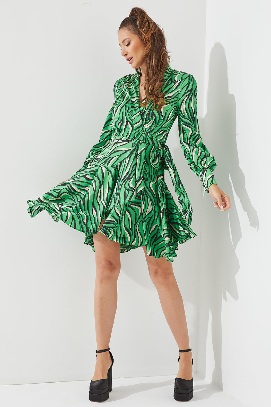 Woven Print Wrap Dress