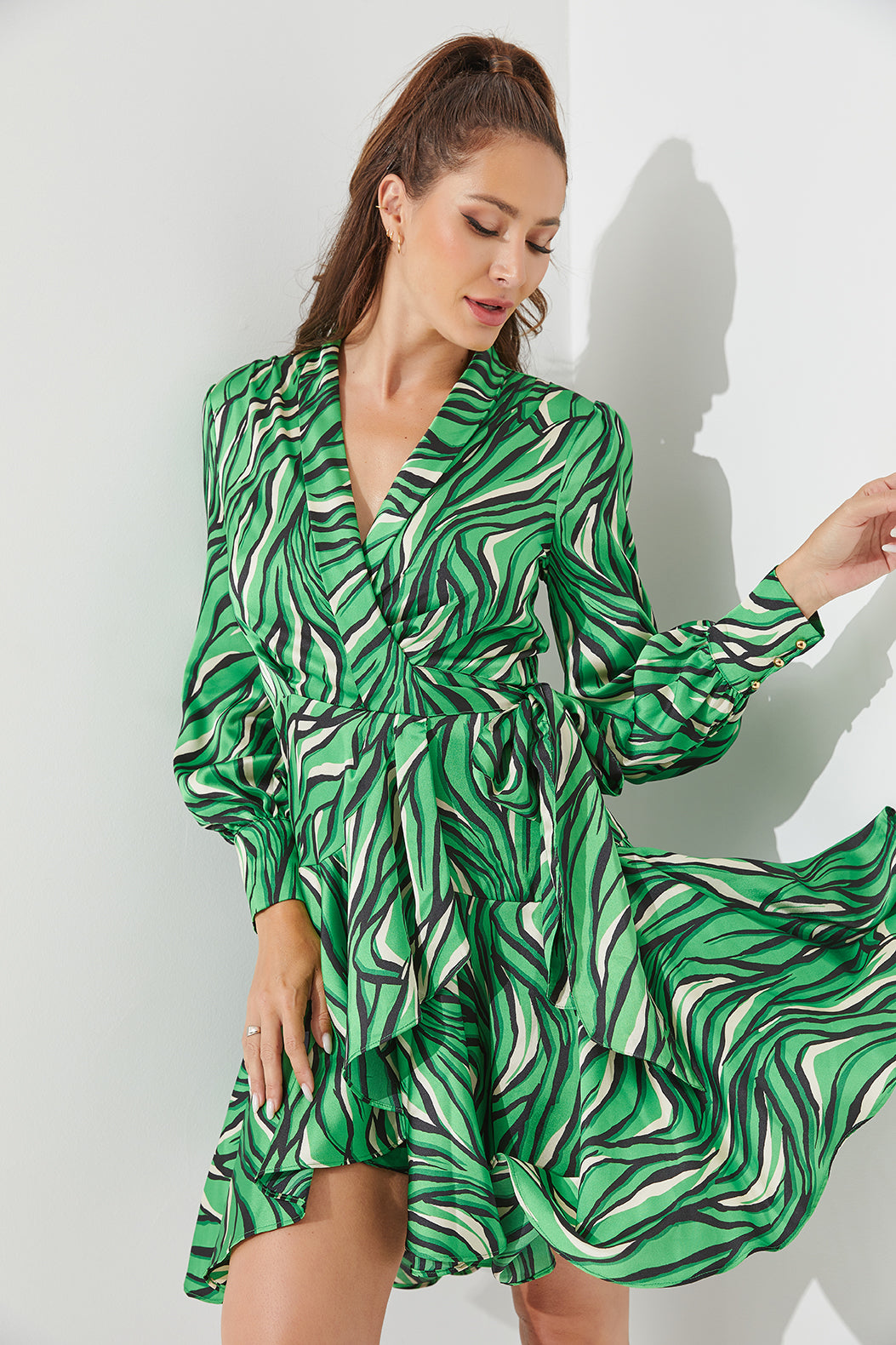 Woven Print Wrap Dress