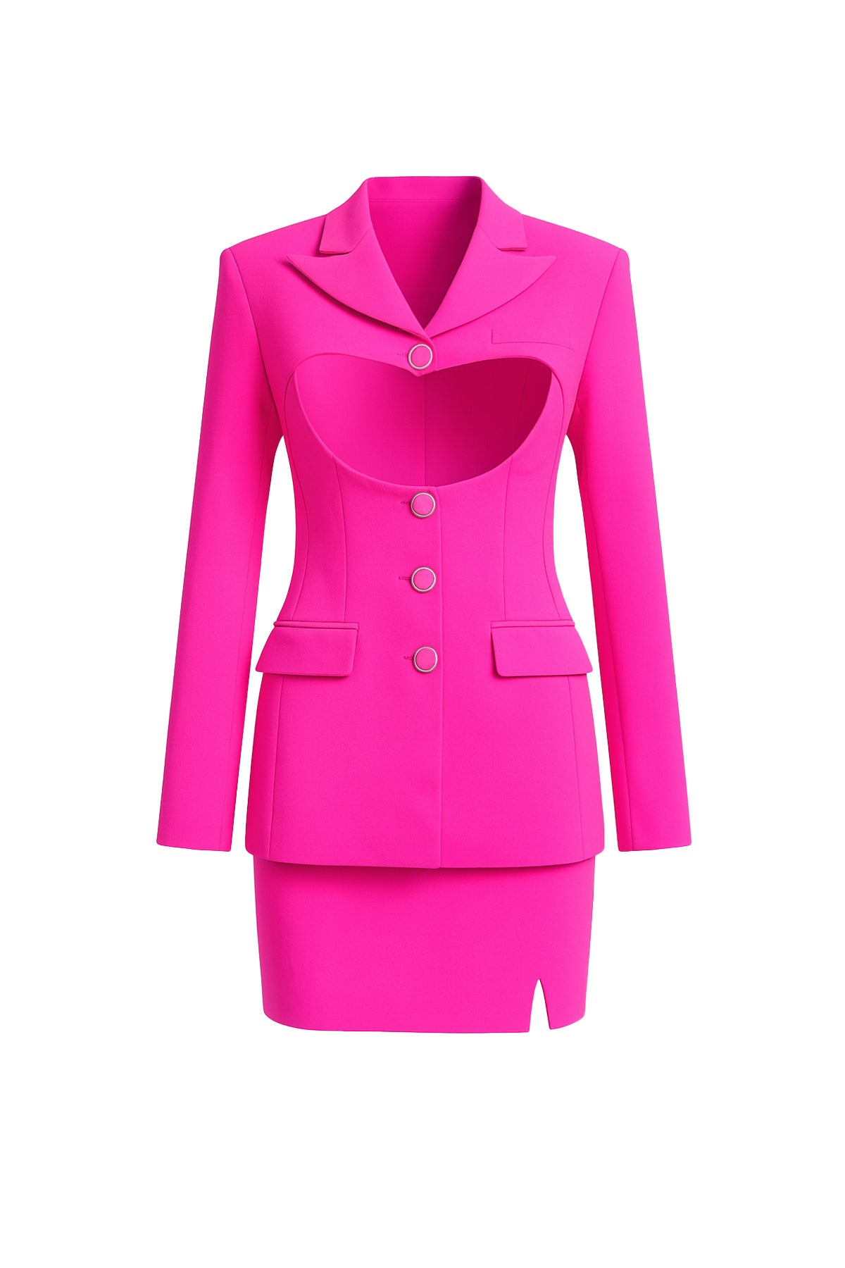 Woven Cut Out Blazer & Skirt Set
