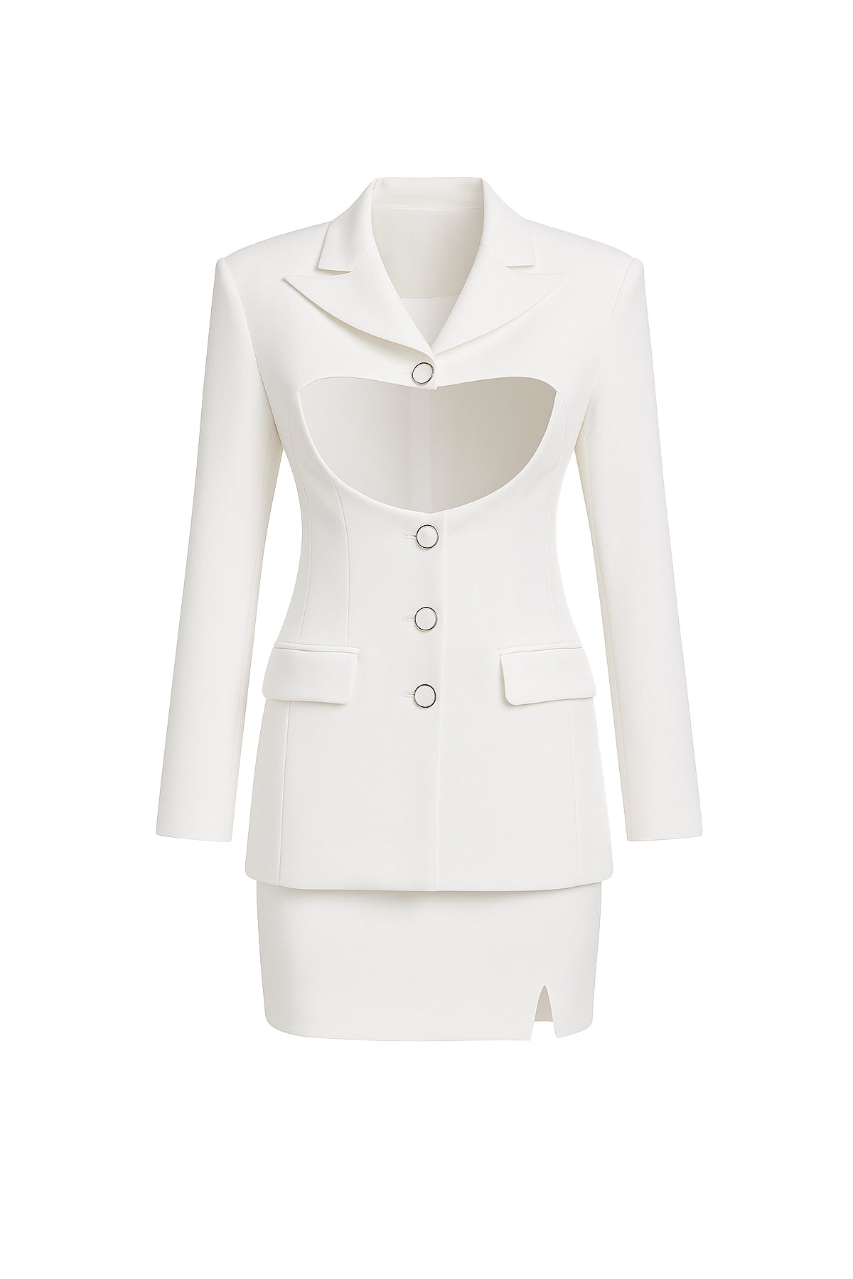 Woven Cut Out Blazer & Skirt Set