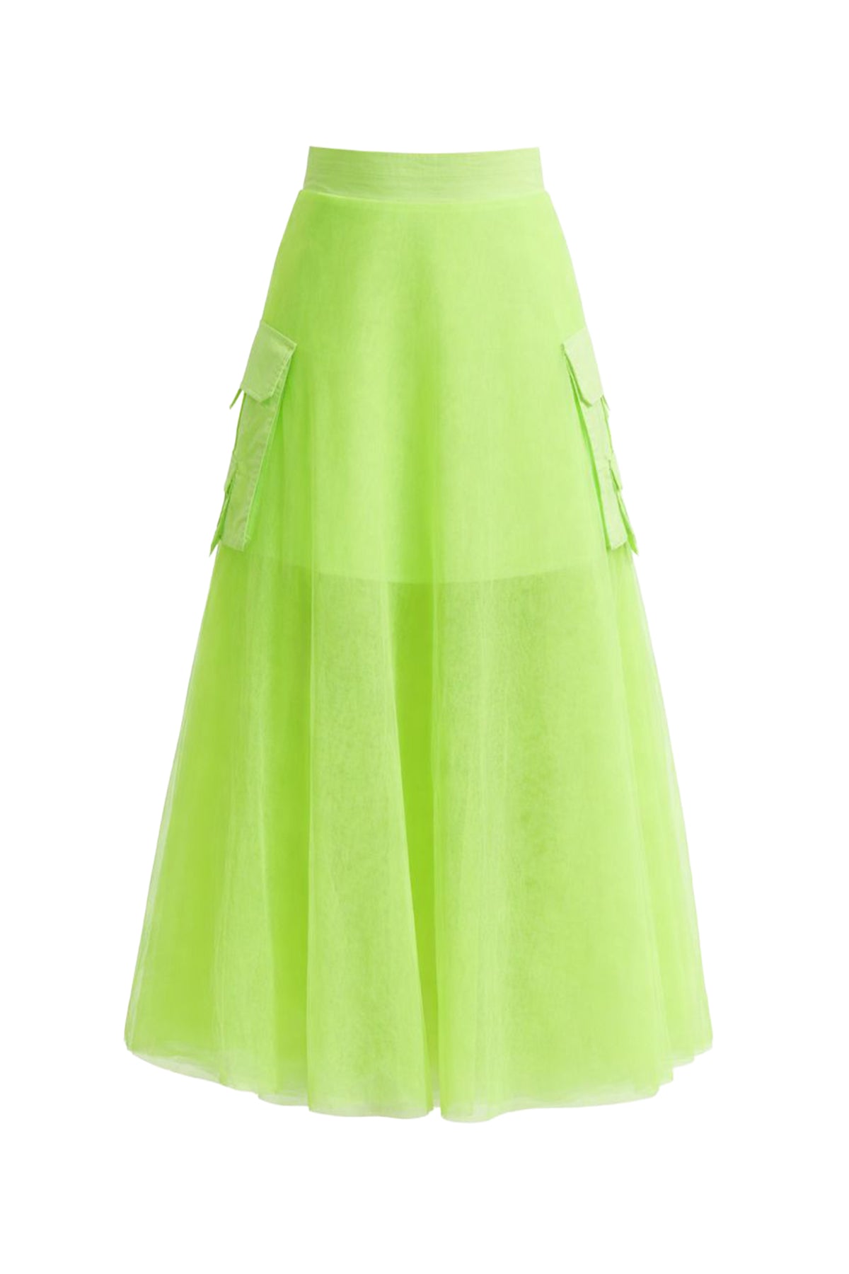 Woven Tulle Skirt with Cargo Pockets