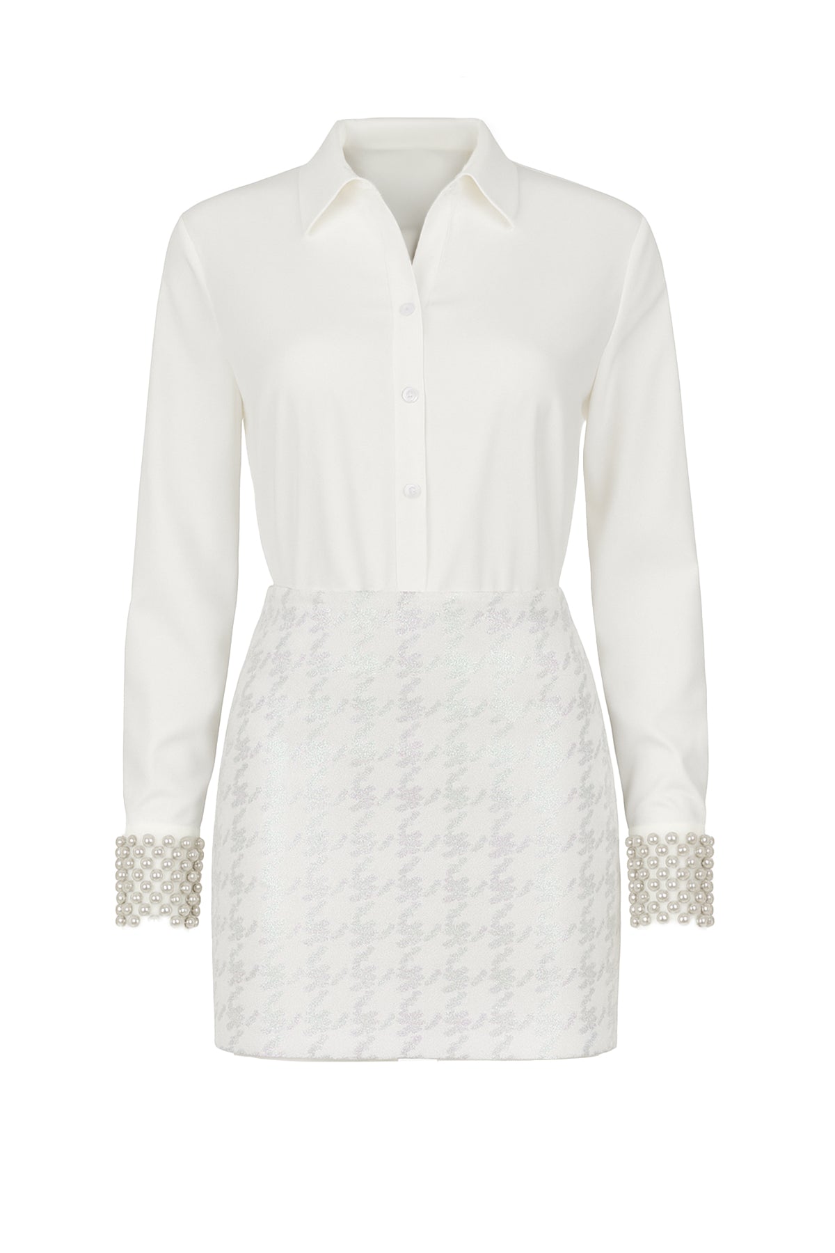 Embellished Long Sleeve Shirt & Skirt Set