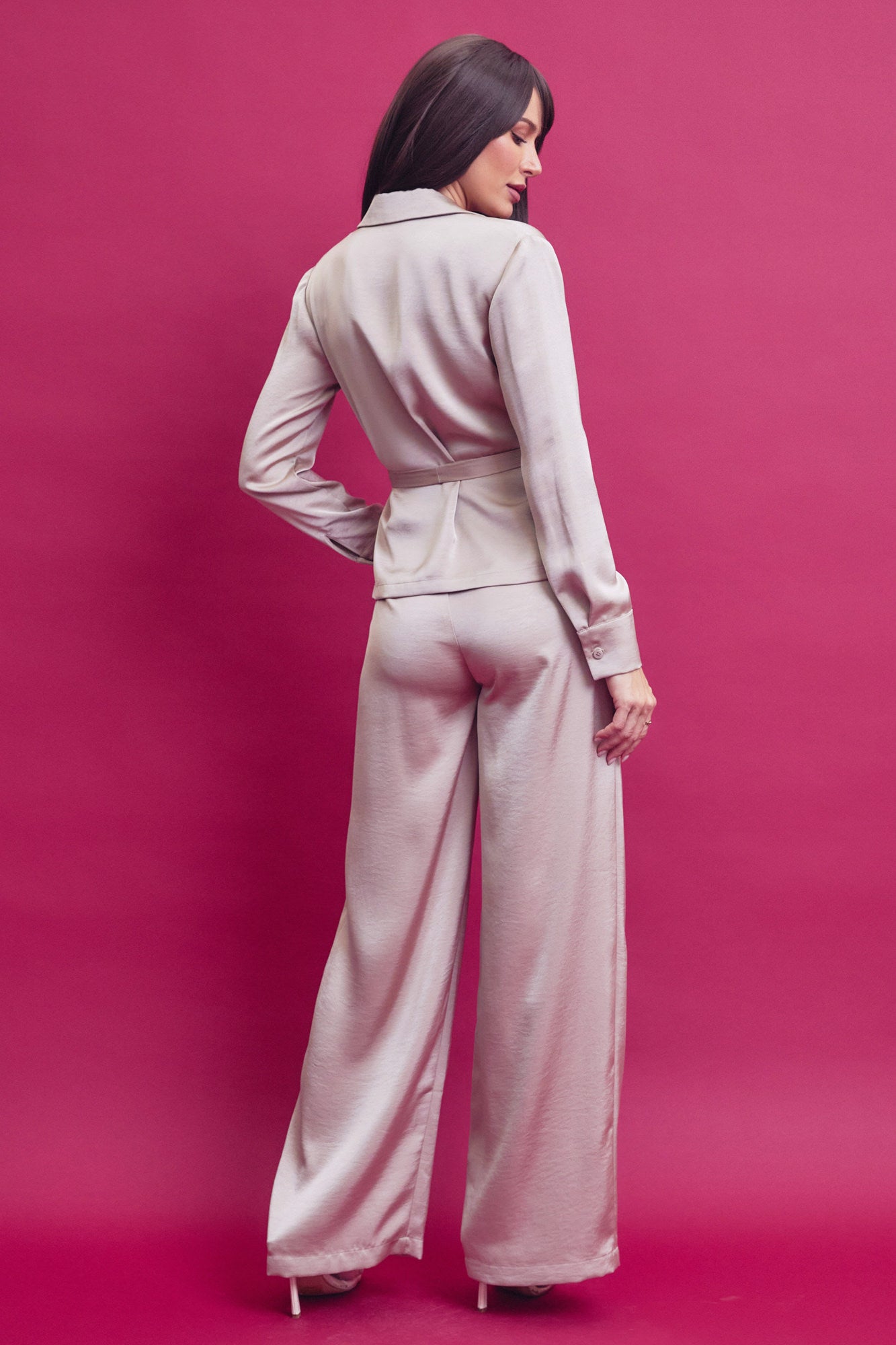 Woven Blouse With Tie and Pants Set