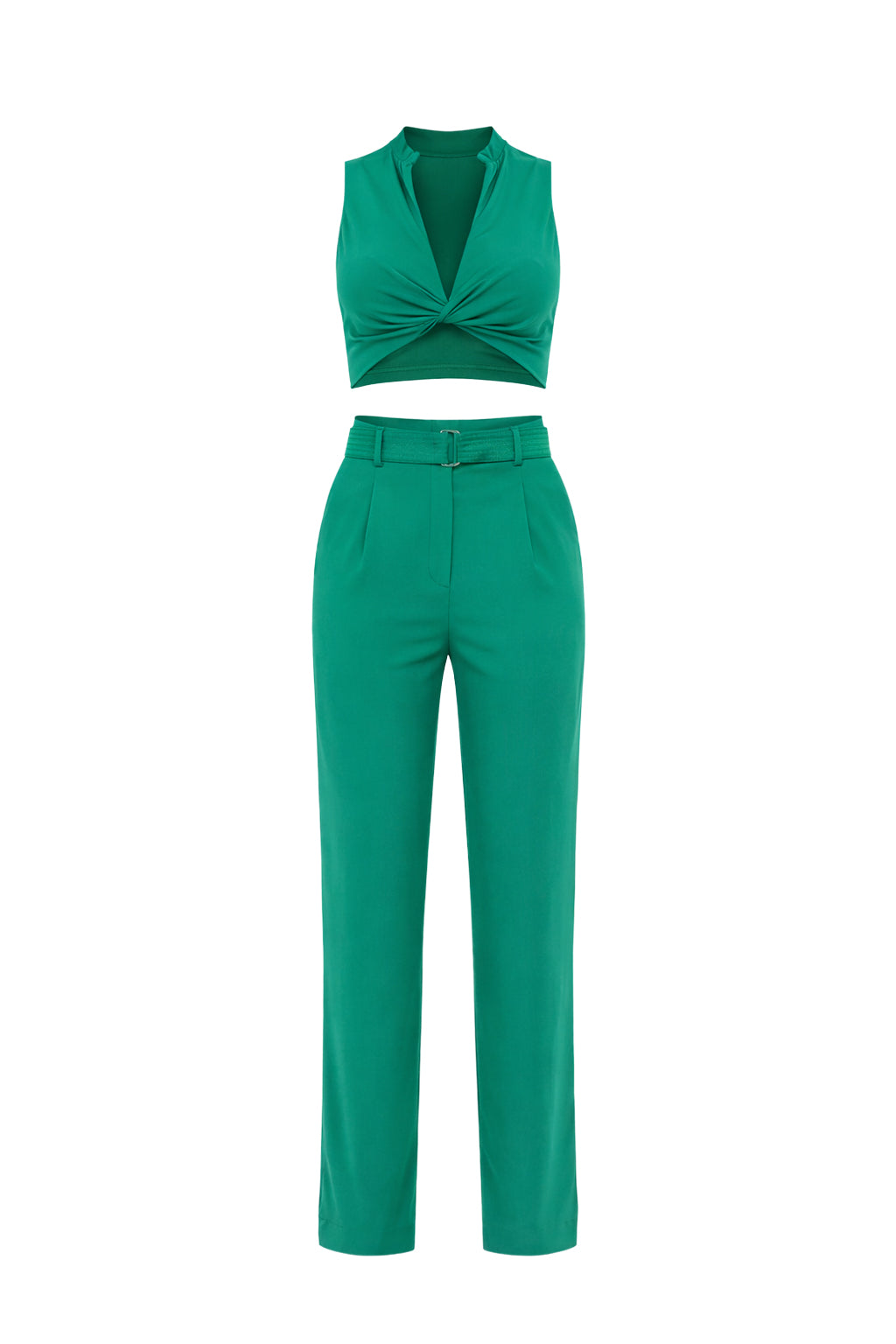 Woven Twisted Crop Top & Pants Set