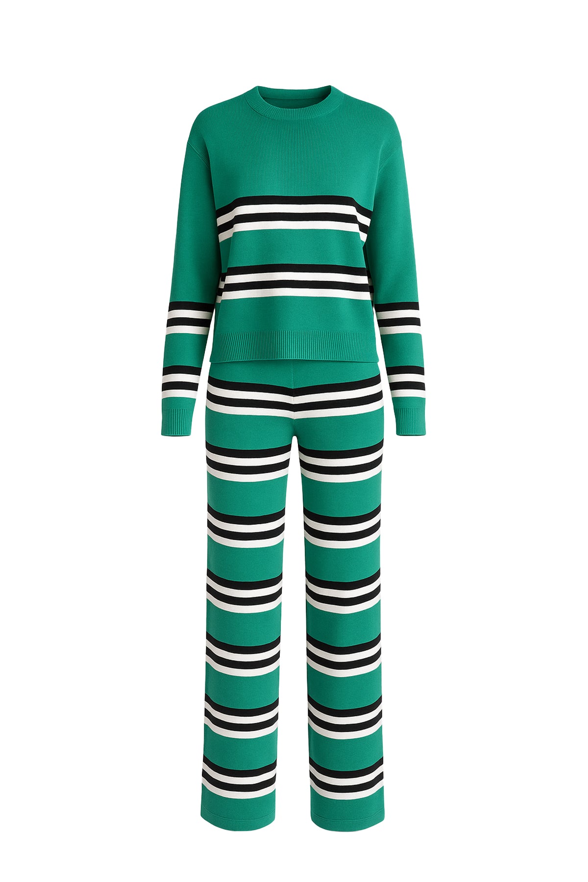 Knit Stripe Long Sleeve Top and Pants Set