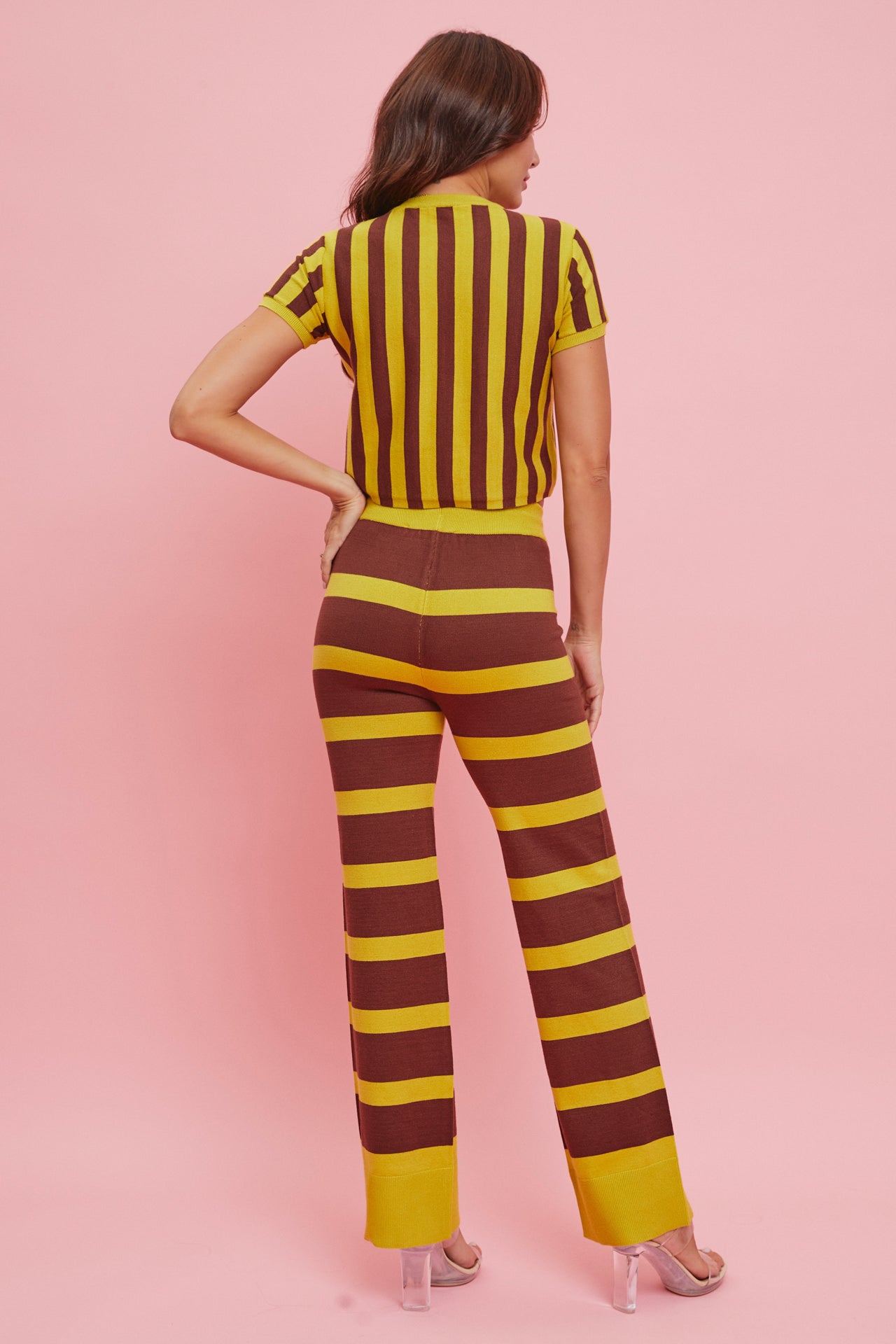 Stripe Knit Crop Top Set