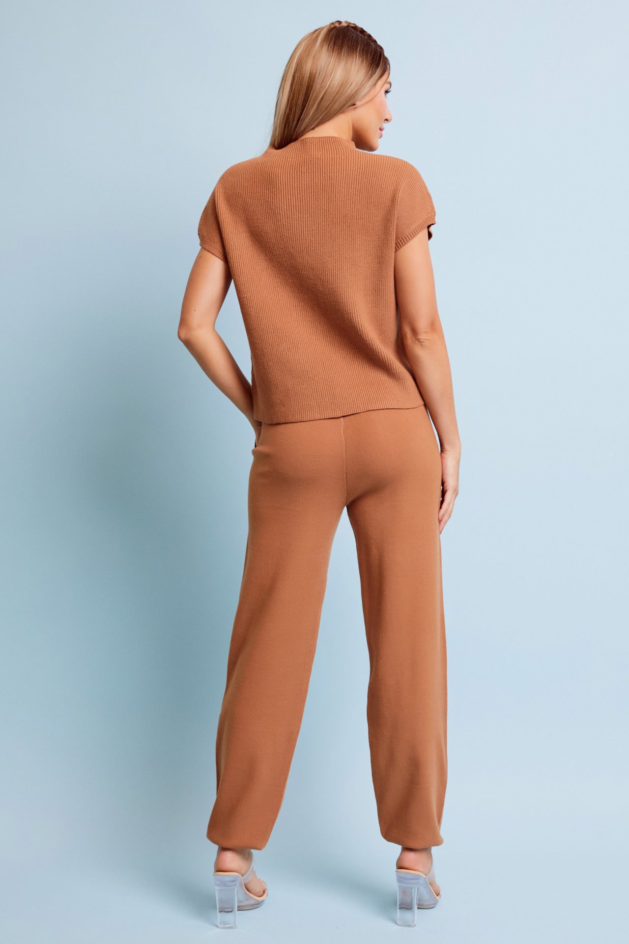 Knit Short Sleeve Top and Jogger Pants Set