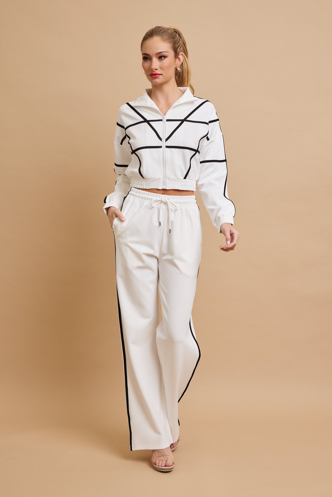 Andrea Knit tracksuit with contrast stripes