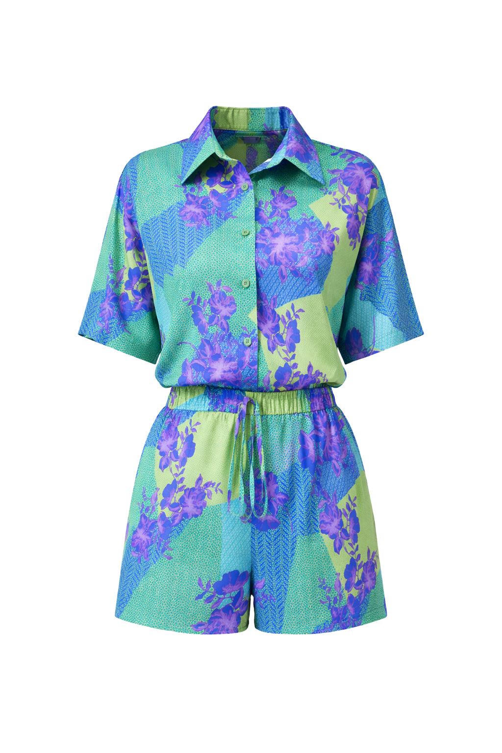 Woven Print Short Sleeve Shirt & Shorts Set