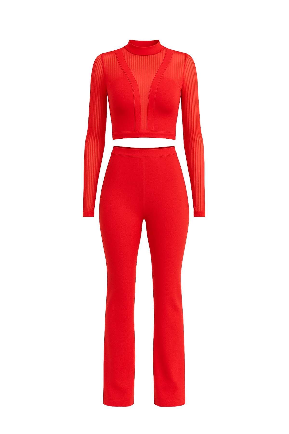 Bandage Sheer Long Sleeve Top and Pants Set