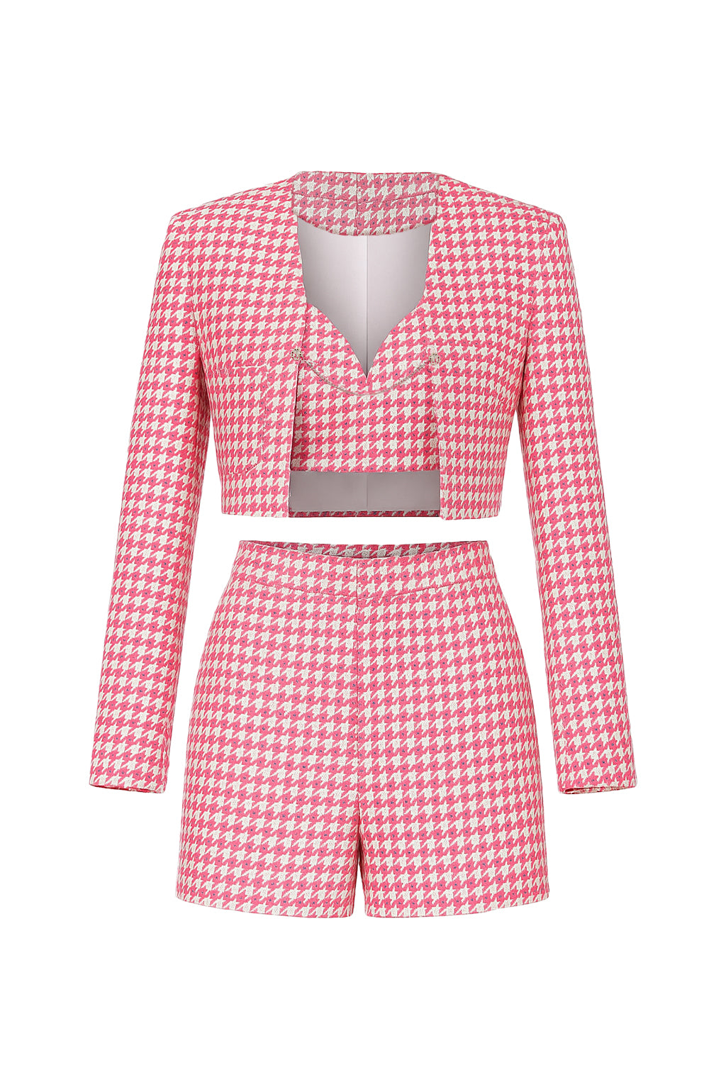 Tweed Jacket Bra Top and Shorts Set