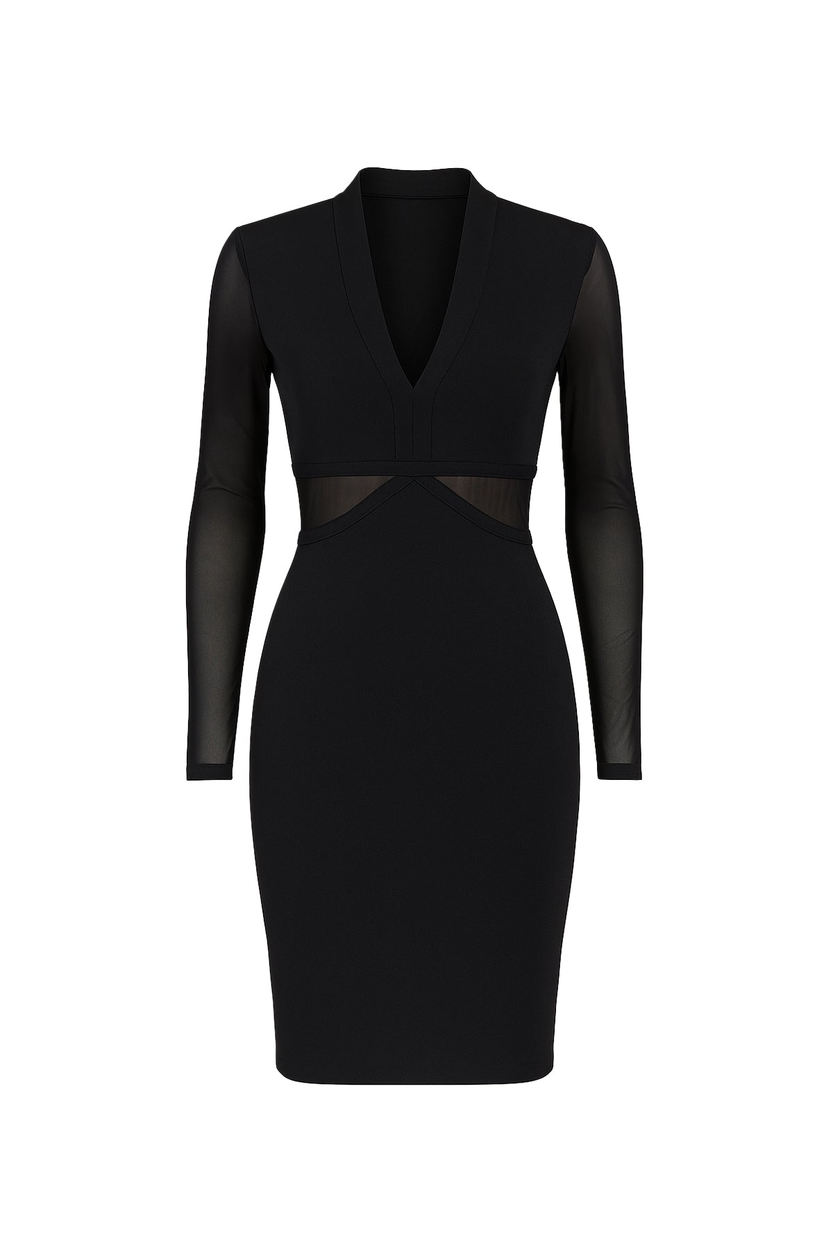 Bandage Long Sleeve Mini Dress With Mesh Cutouts