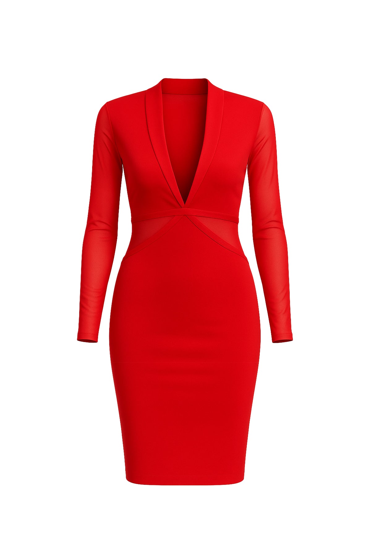 Bandage Long Sleeve Mini Dress With Mesh Cutouts