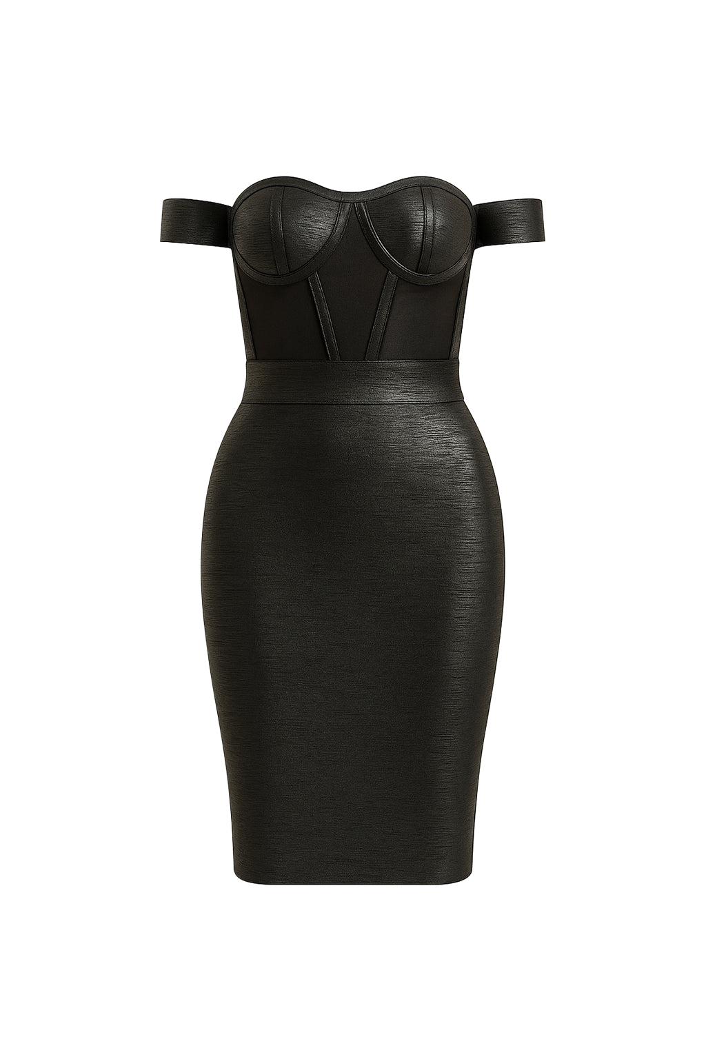 Metallic Bandage Off Shoulder Mini Dress