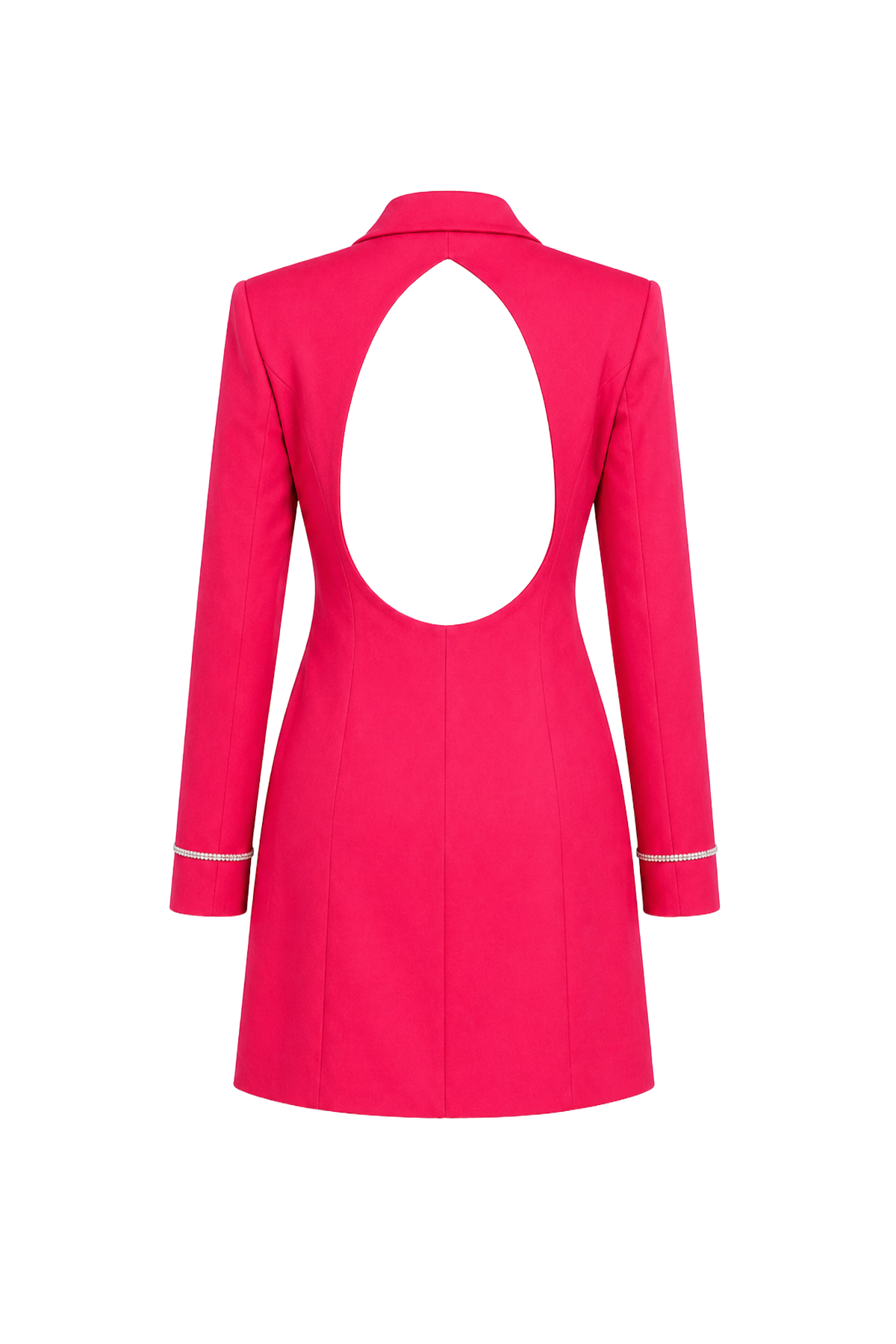 Woven Blazer Dress With Feather Cuff