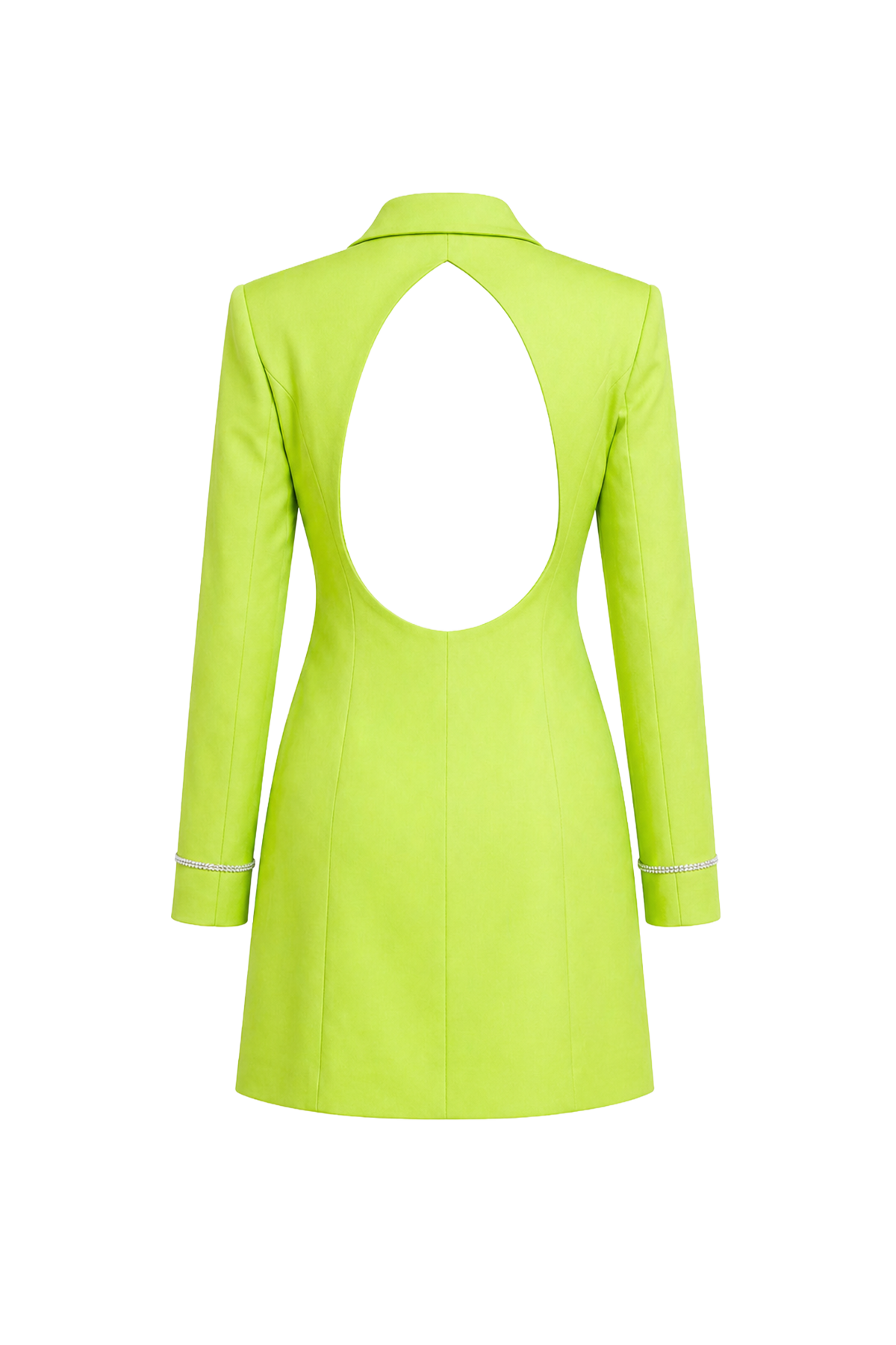 Woven Blazer Dress With Feather Cuff