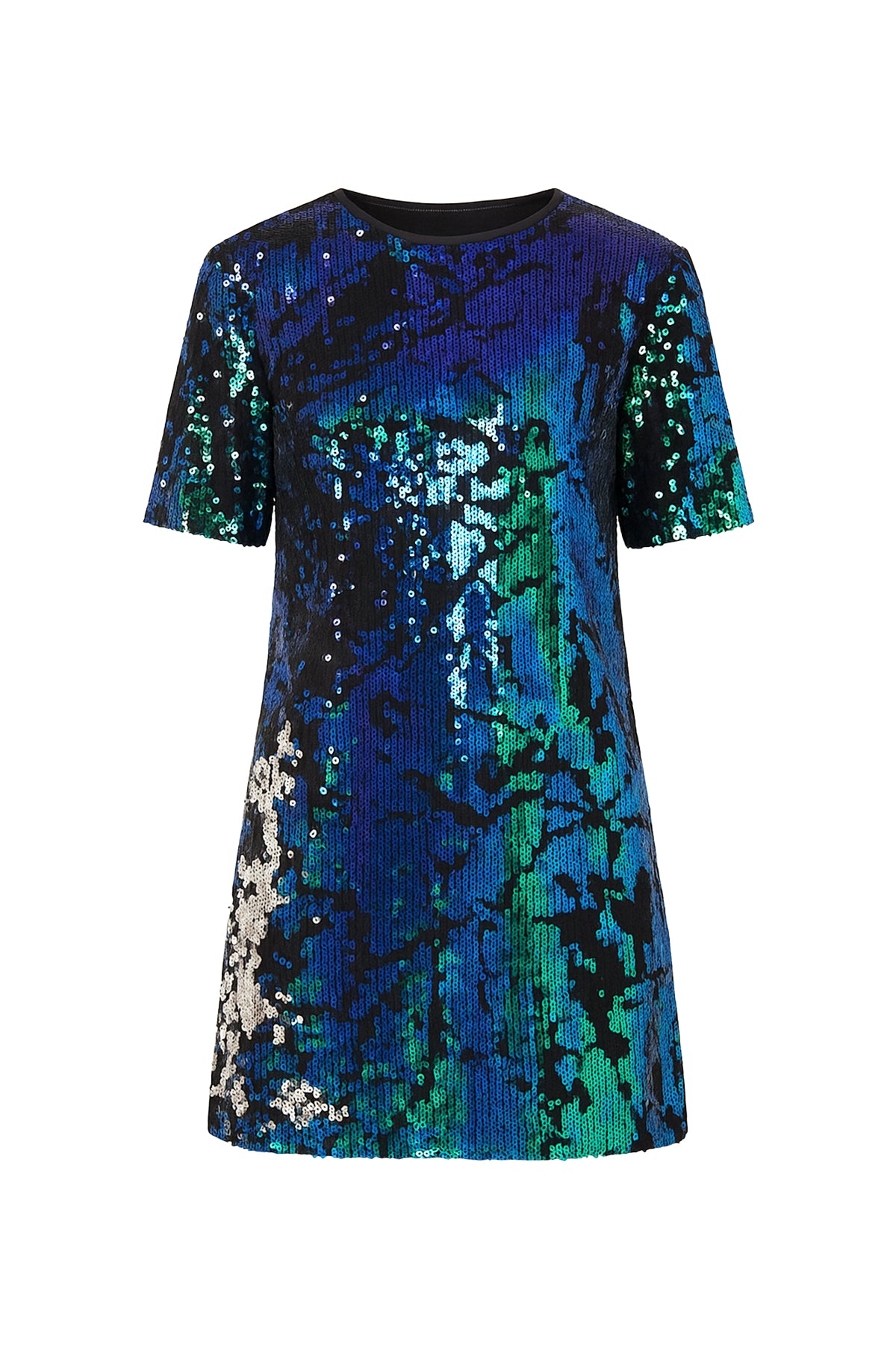 Night Out Textured Velvet Sequin Short Slv Mini Dress