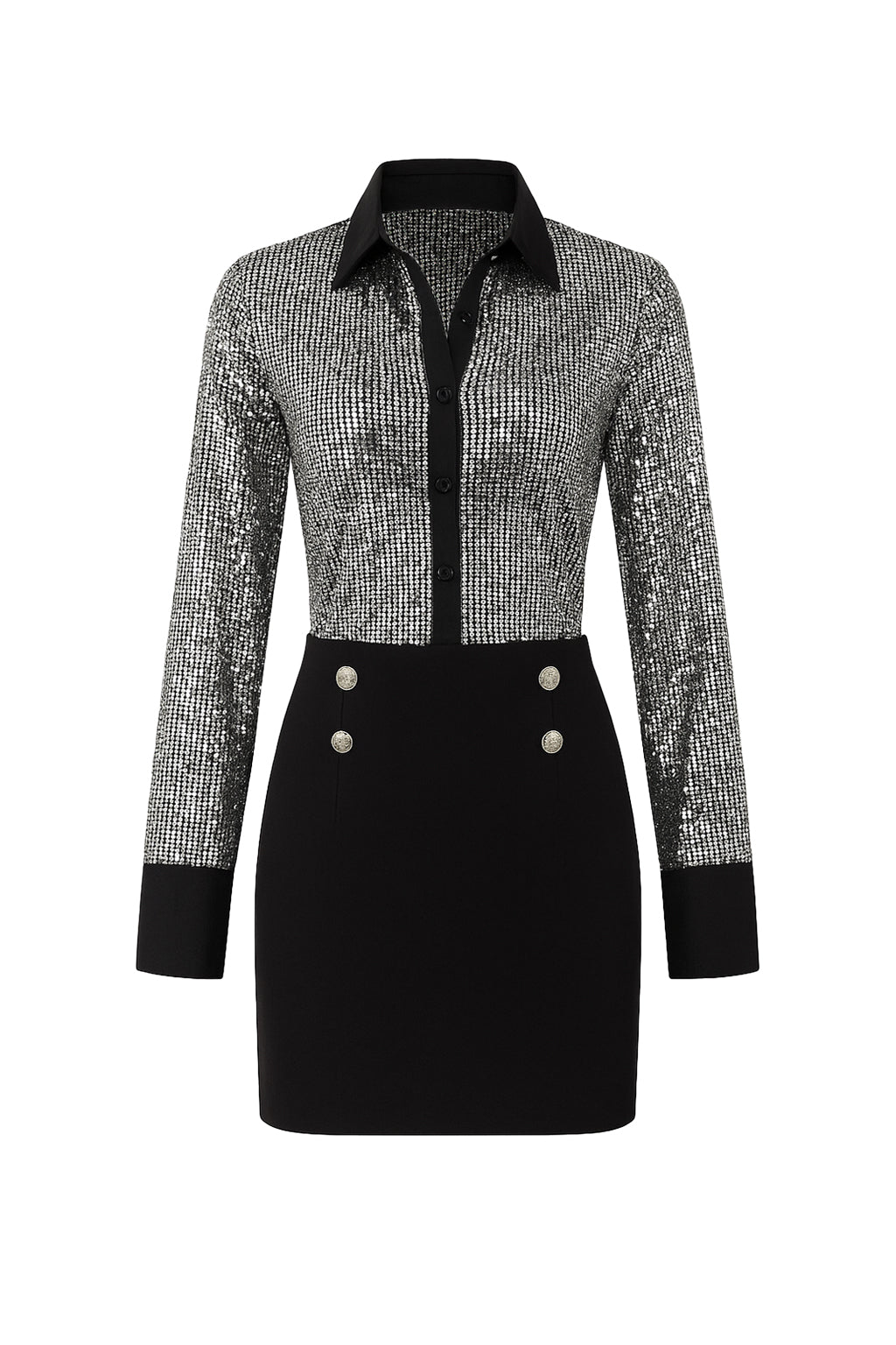 Knit Sheer Long Sleeve Top & Mini Skirt Set