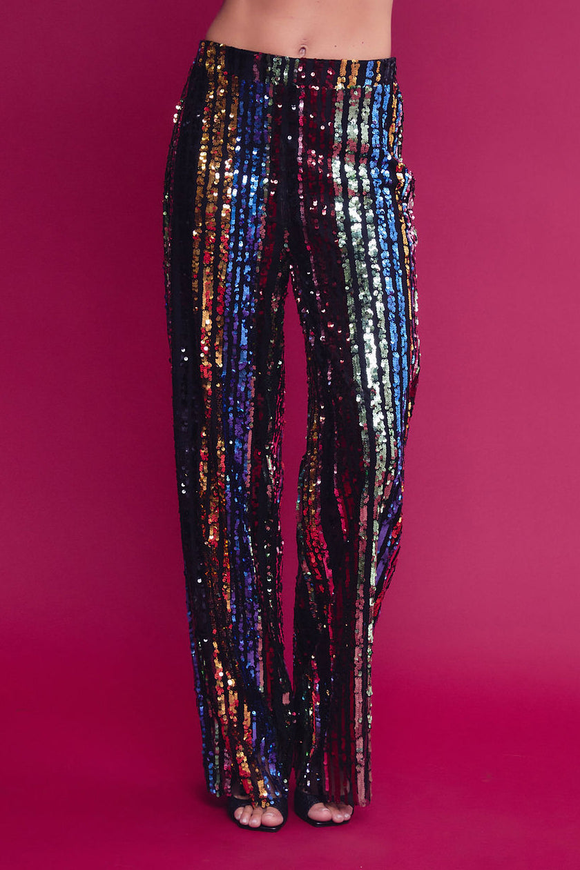 Woven Solid Shirt and Sequin Pants Set