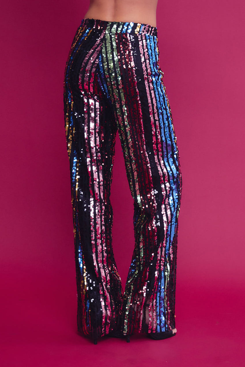 Woven Solid Shirt and Sequin Pants Set