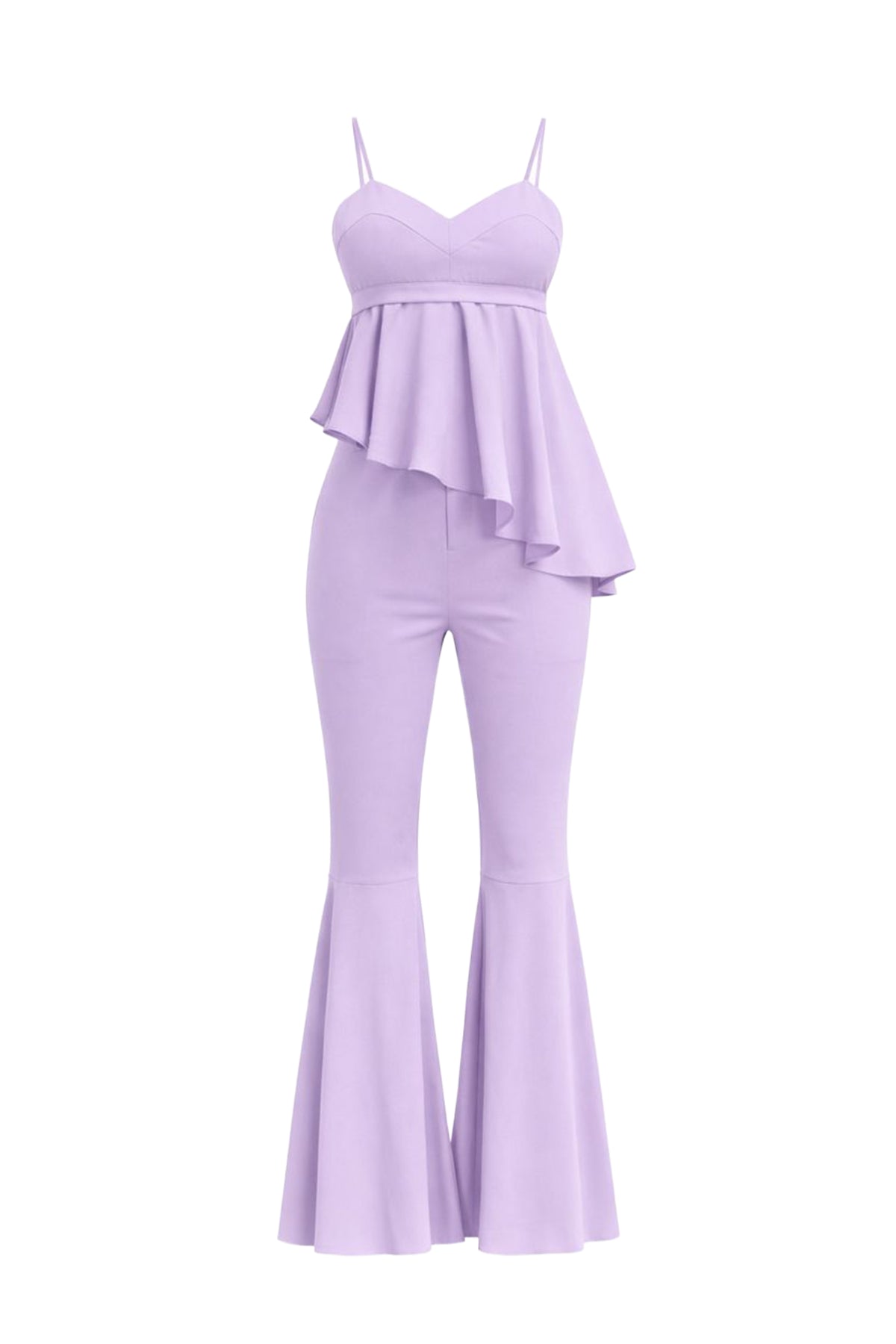 Woven Cami Top With Asymmetric Hem and Extreme Flare Pants