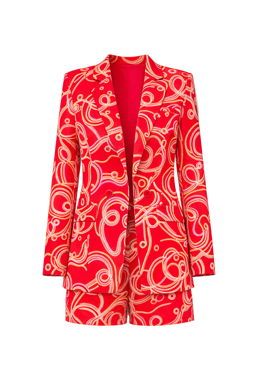 Woven Printed Blazer and Shorts Set