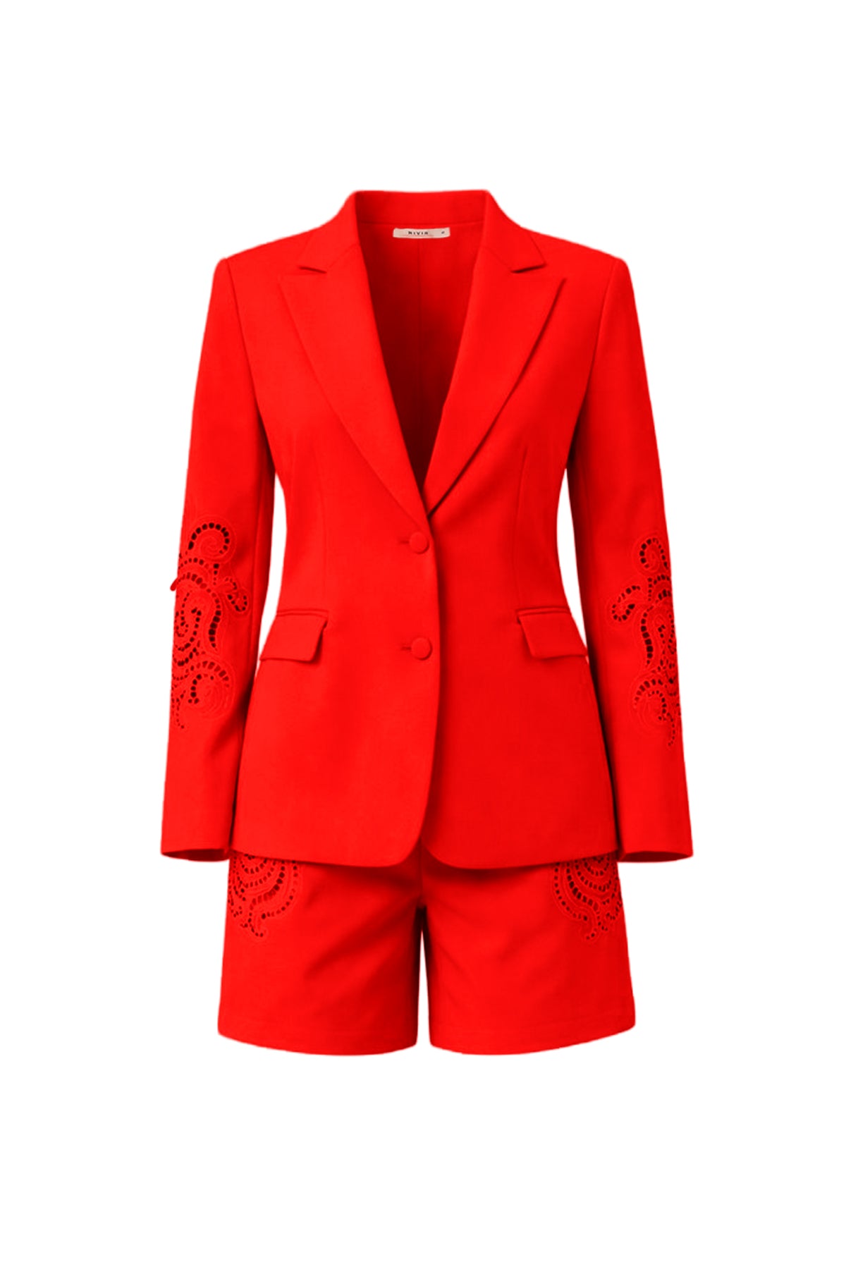 Aylin Woven Blazer & Shorts Set With Embroidery Cutout