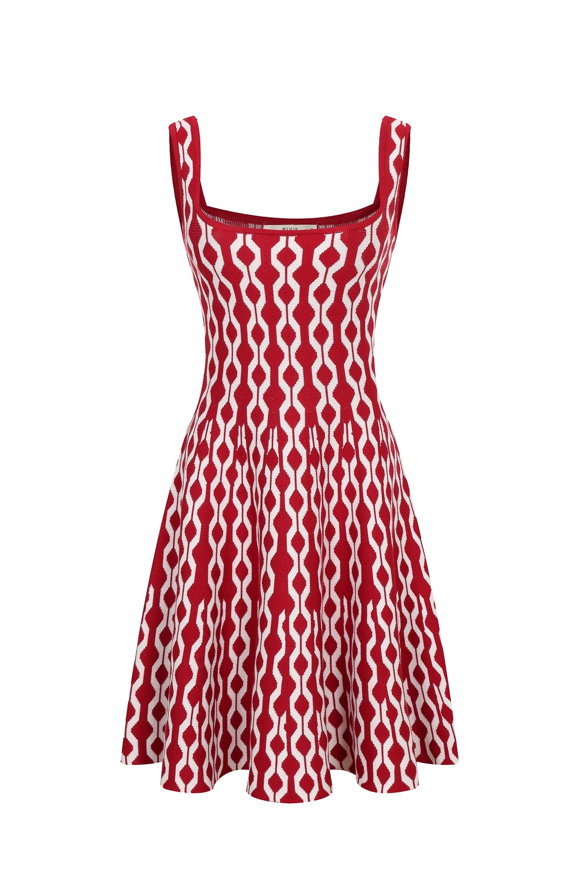 Peyton Knit Square-Neck Geometric Pattern Mini Dress