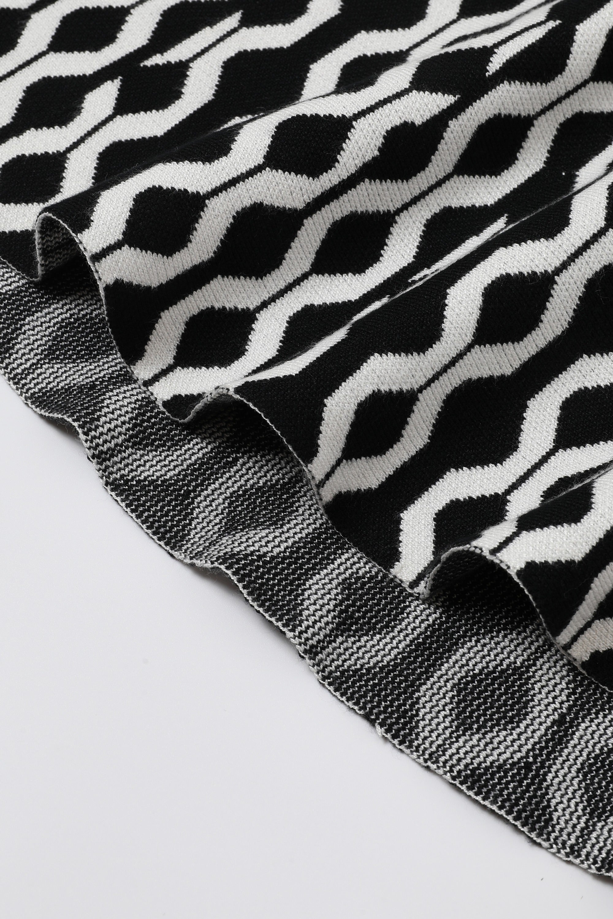 Peyton Knit Square-Neck Geometric Pattern Mini Dress