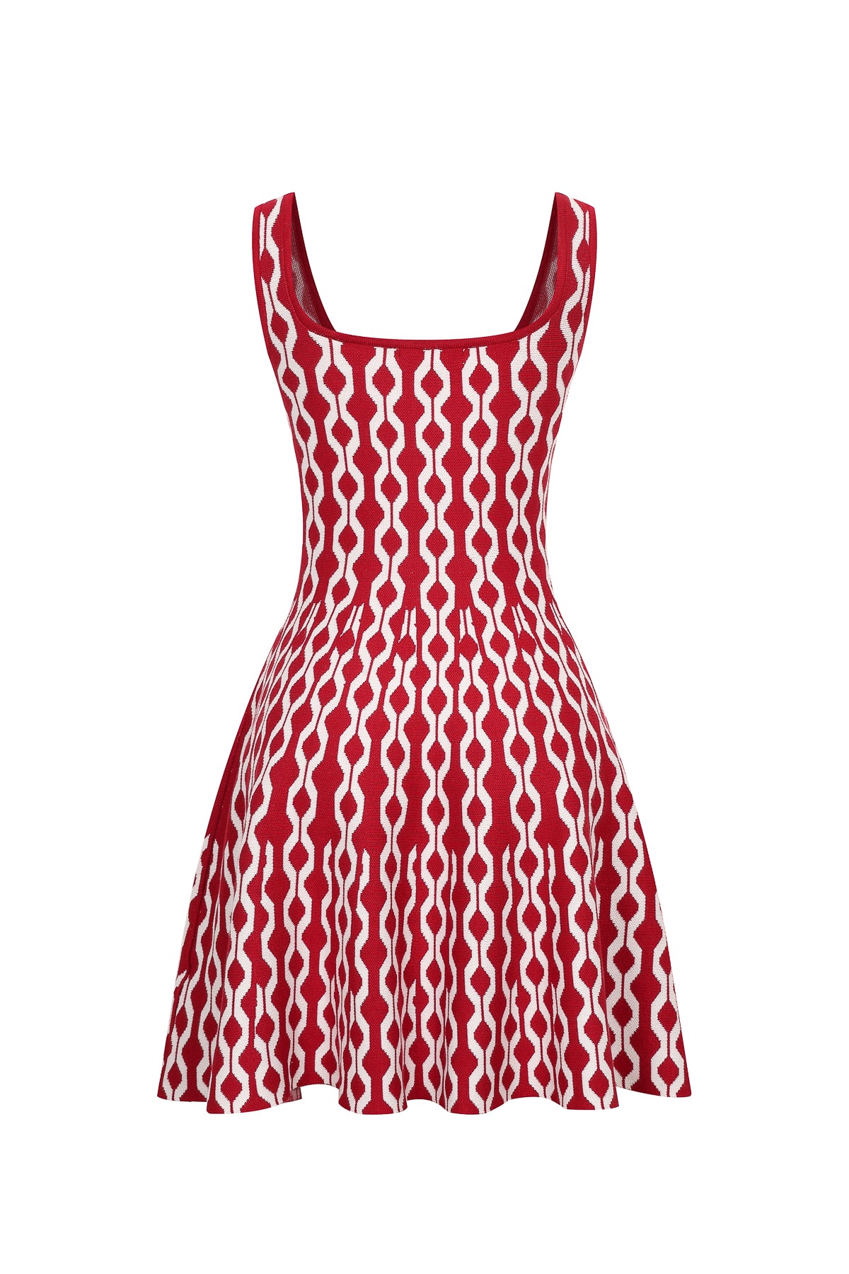 Peyton Knit Square-Neck Geometric Pattern Mini Dress
