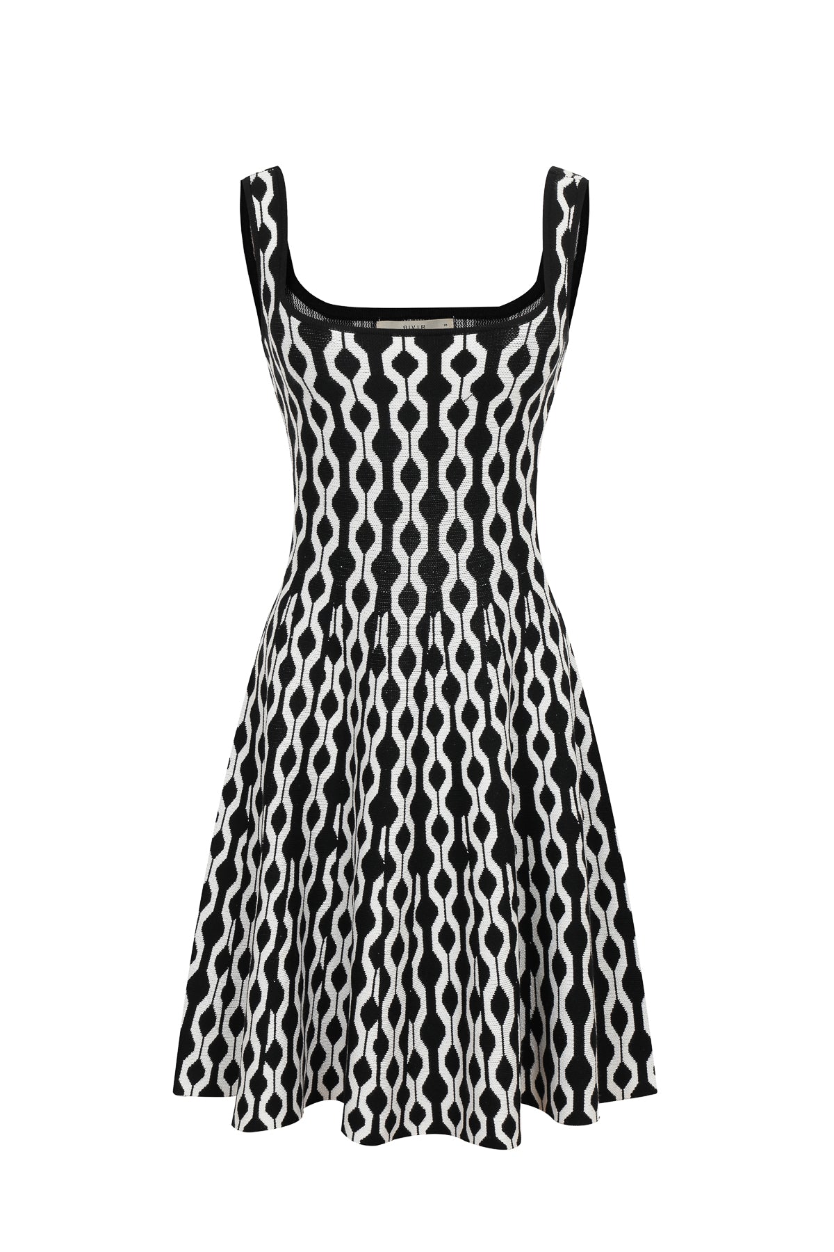 Peyton Knit Square-Neck Geometric Pattern Mini Dress
