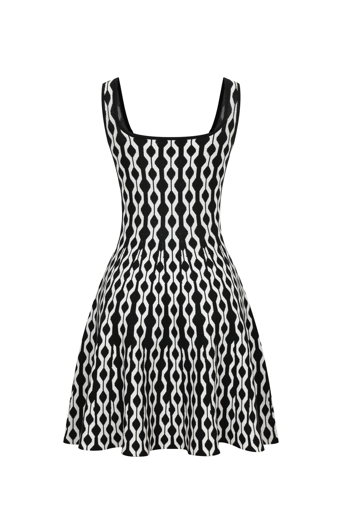 Peyton Knit Square-Neck Geometric Pattern Mini Dress