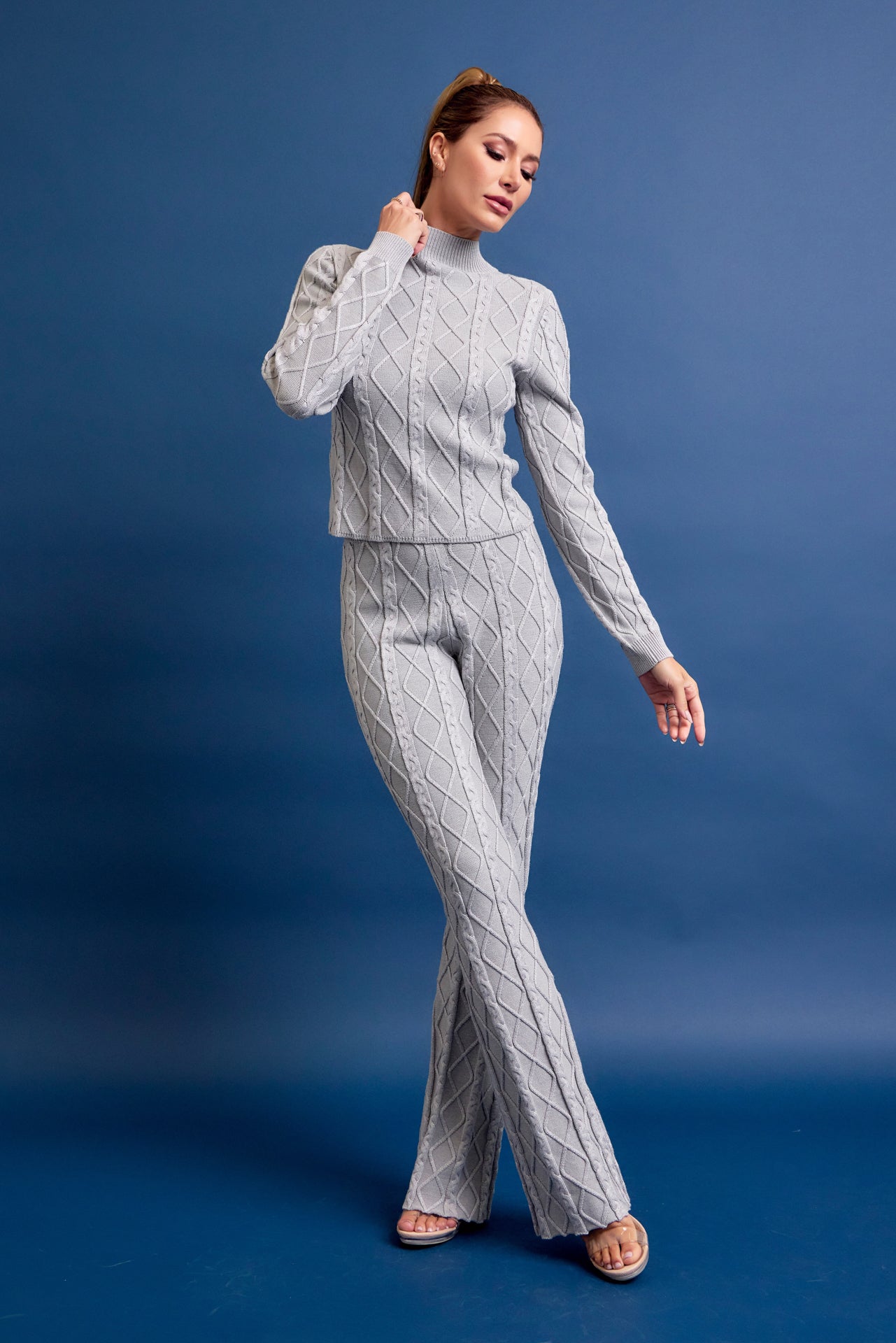 Catalina Cable Knit Long Sleeve Top and Pants Set