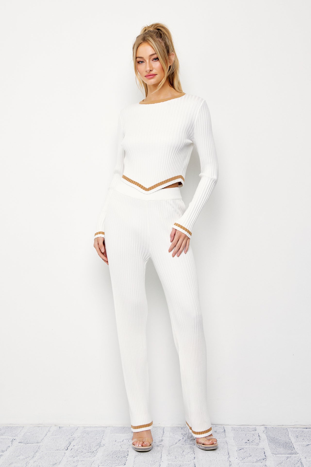 Leave It To Me Knit Long Sleeve Top and Pants Set