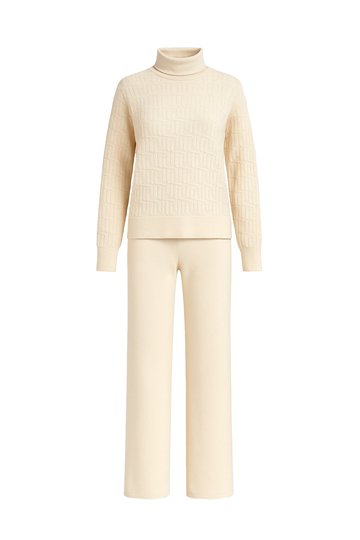 Layla Knit Textured Turtle Neck Top and Pants Set