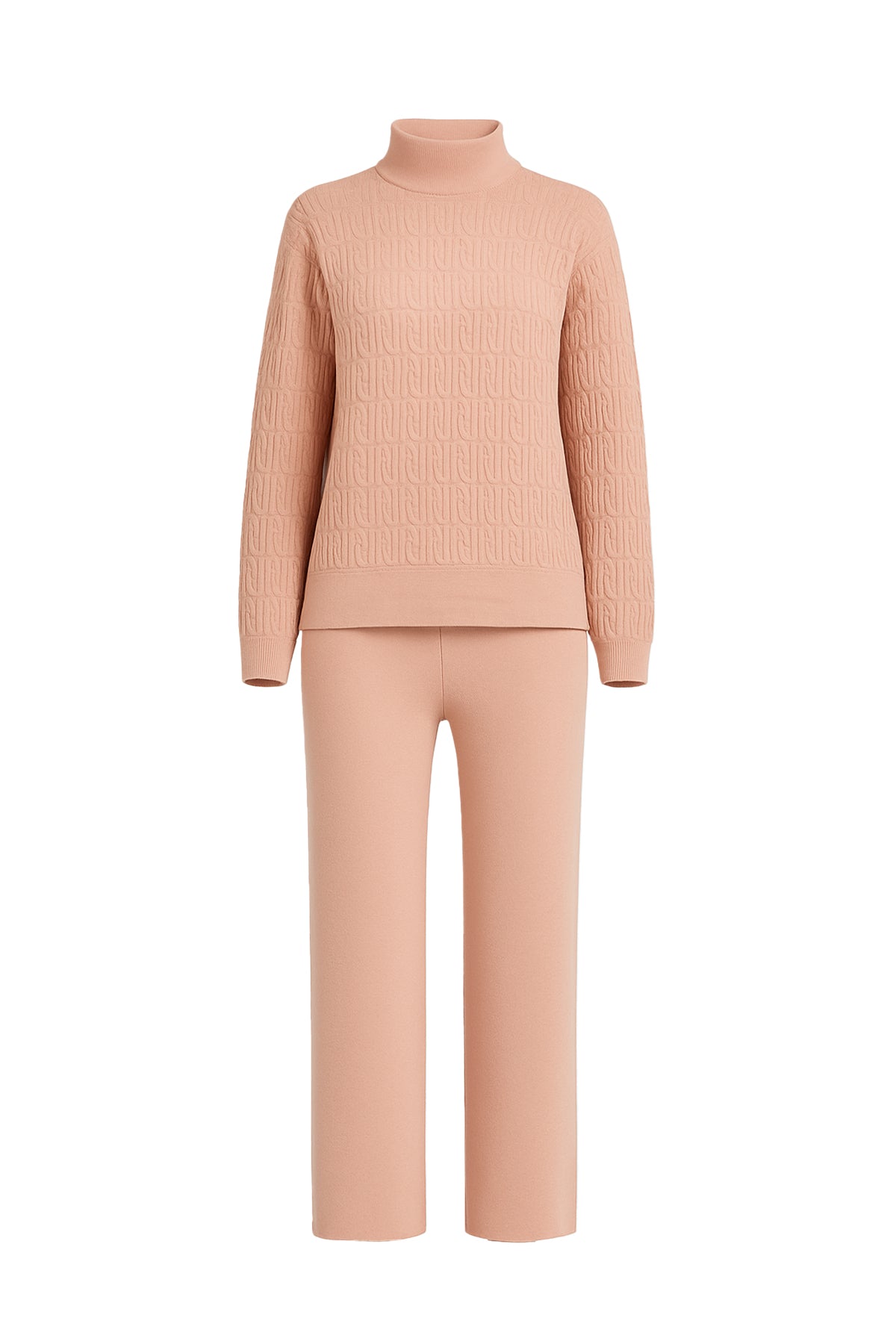 Layla Knit Textured Turtle Neck Top and Pants Set