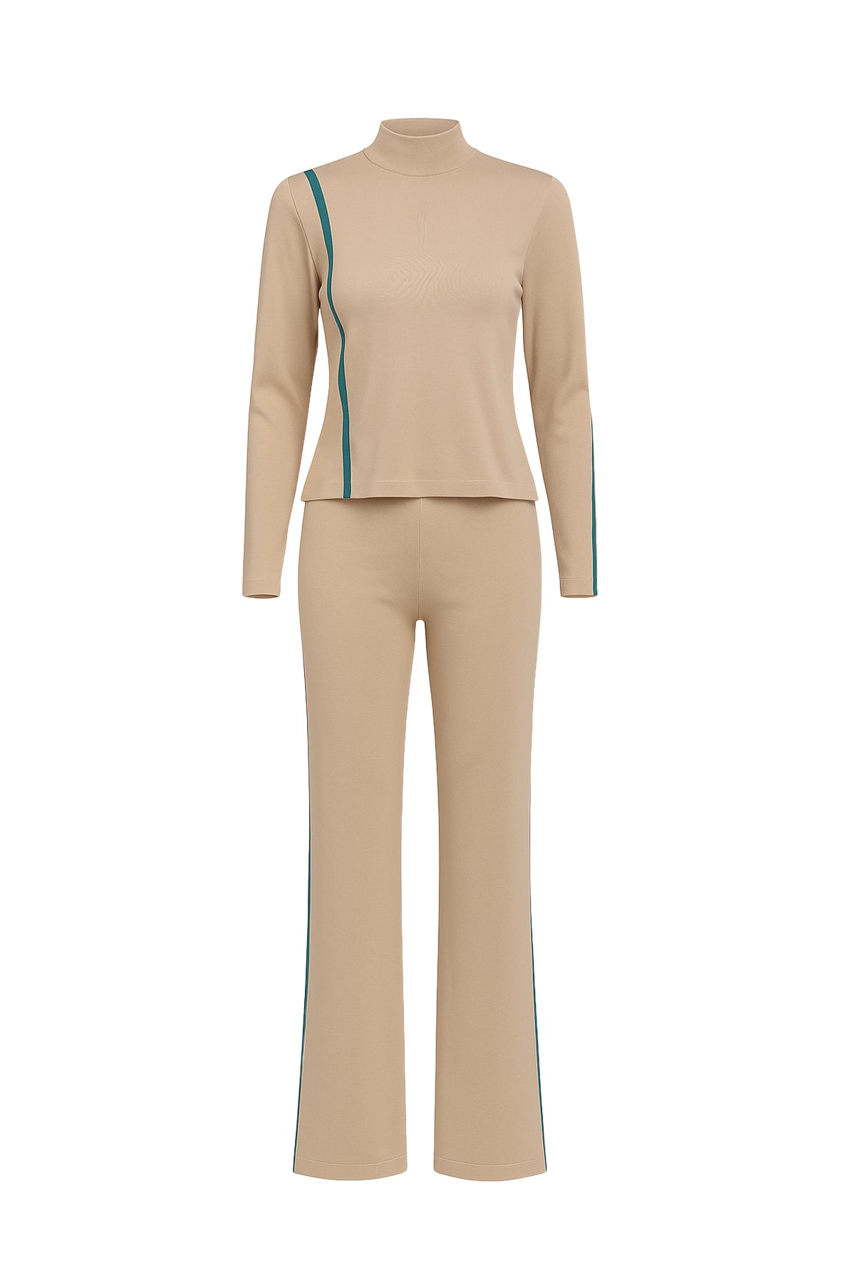 Just Relax Knit Long Sleeve Top and Pants Set with Contast Stripe
